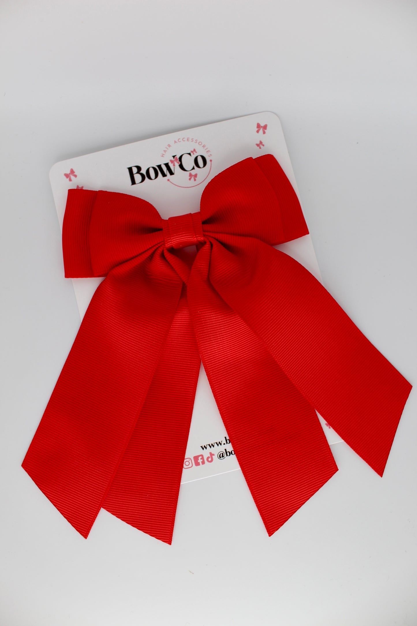 Double Layer Tail Bow - Clip - Red