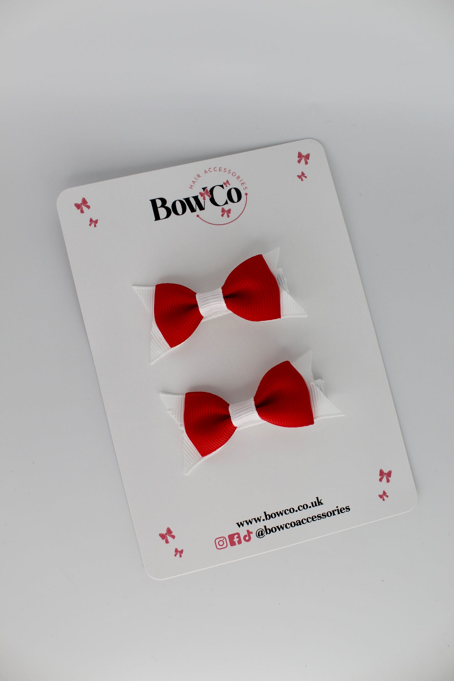 Layer Tail Bow Set - Clip - Red and White