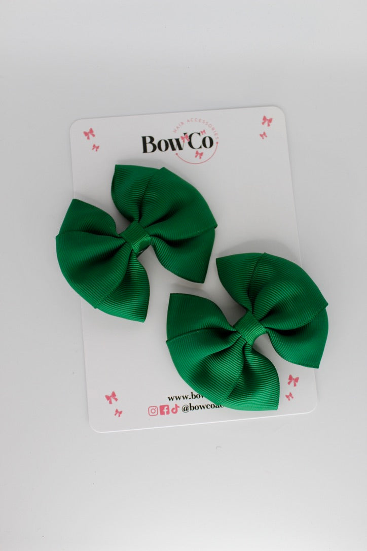 Forest Green - Round Tuxedo Bow Set - Clip
