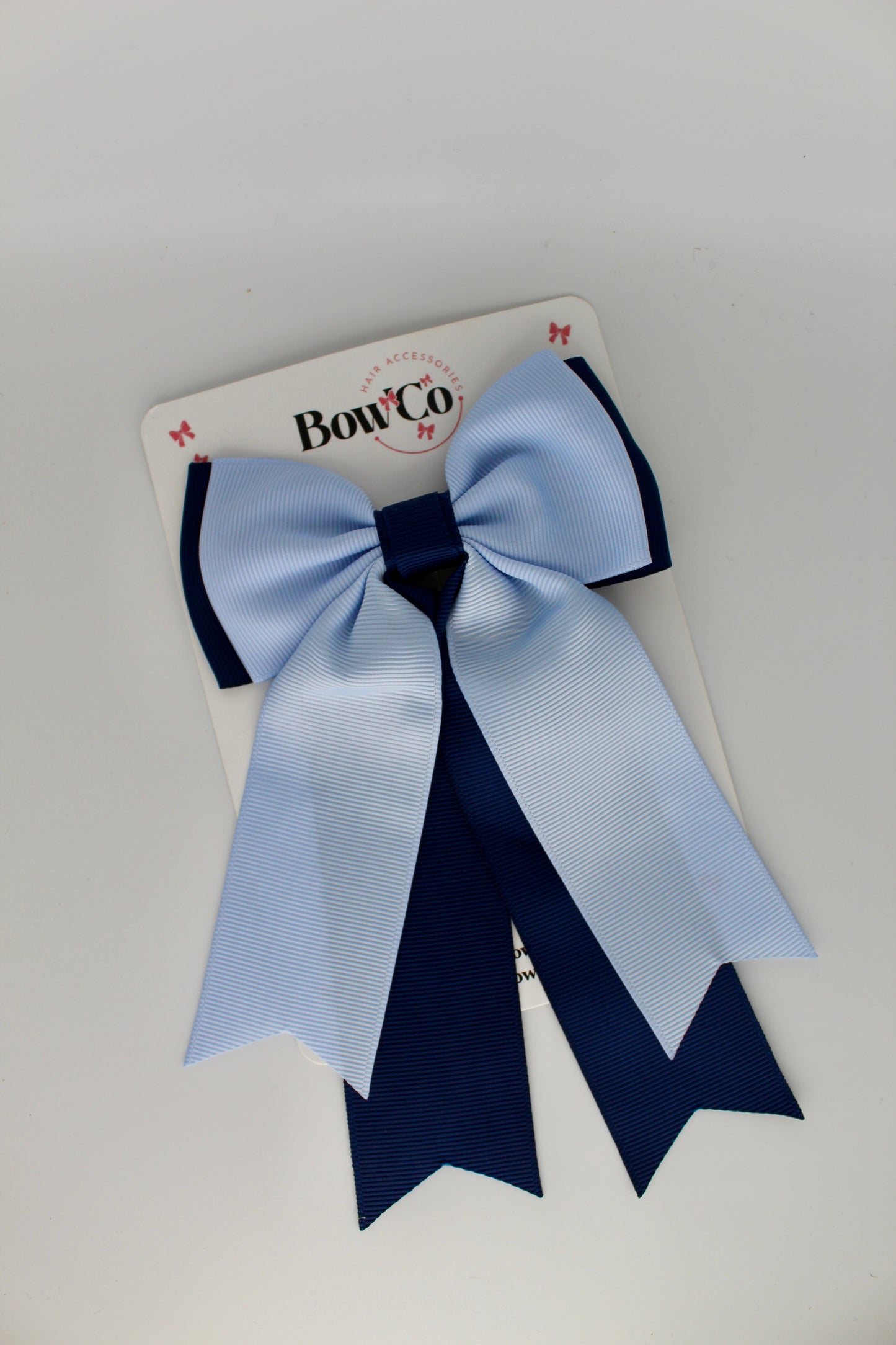 Classic Tail Bow - Clip - Navy Blue and Bluebell