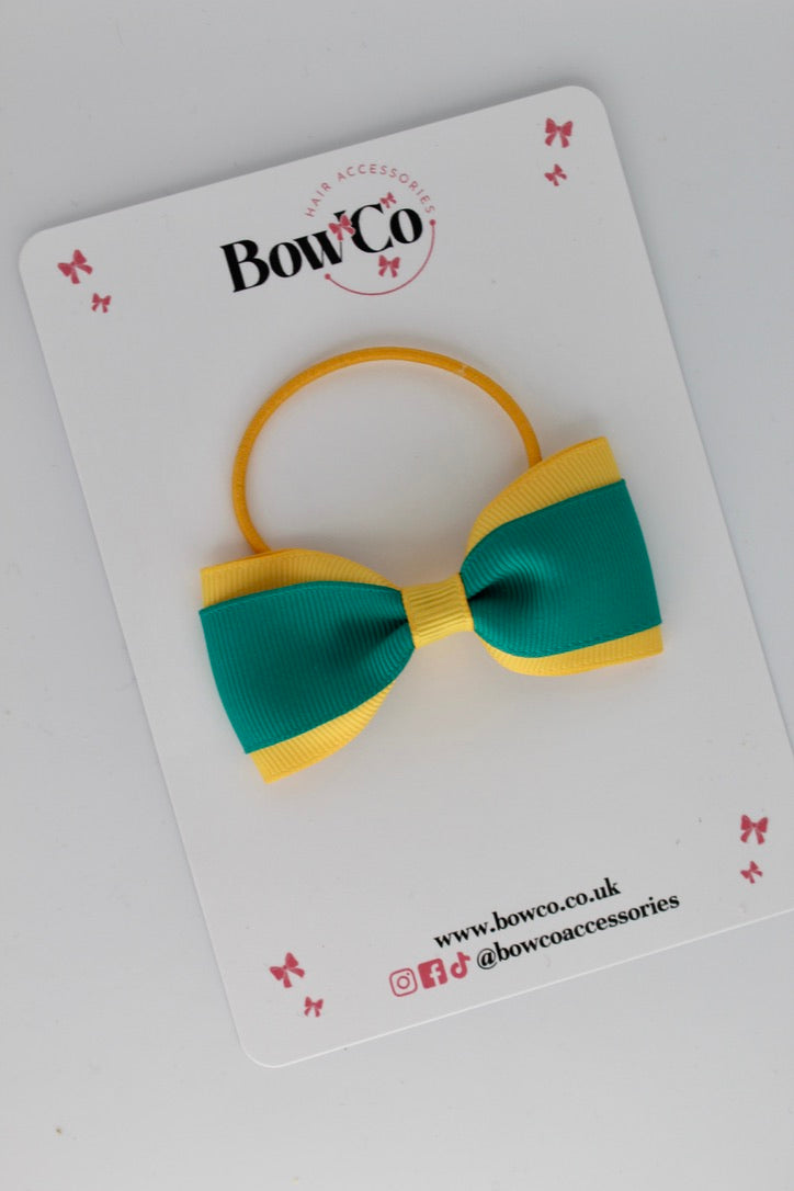 Jade Green and Yellow Gold - Tuxedo Bow - Elastic
