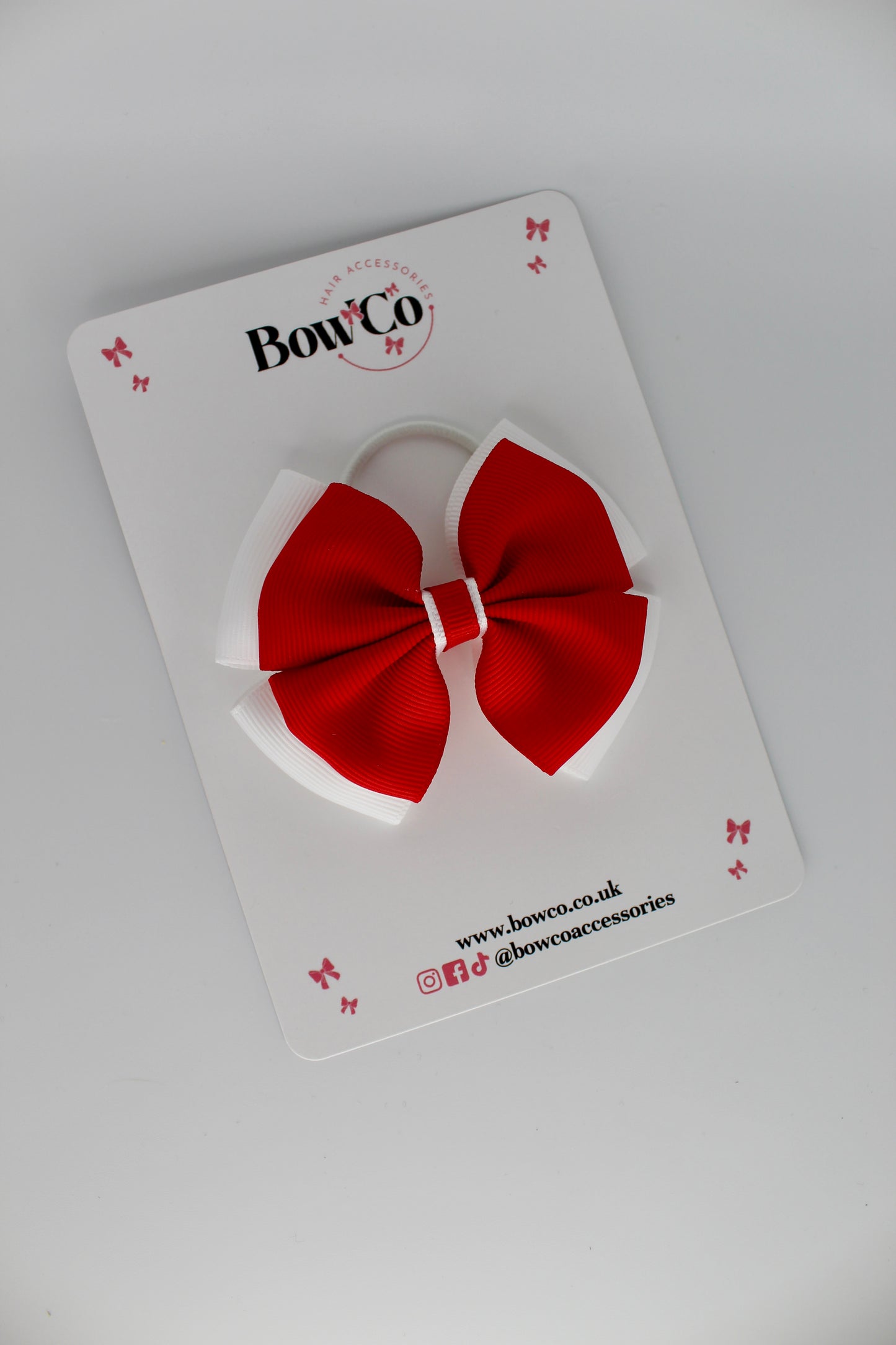 Layer Edge Bow - Elastic - Red and White