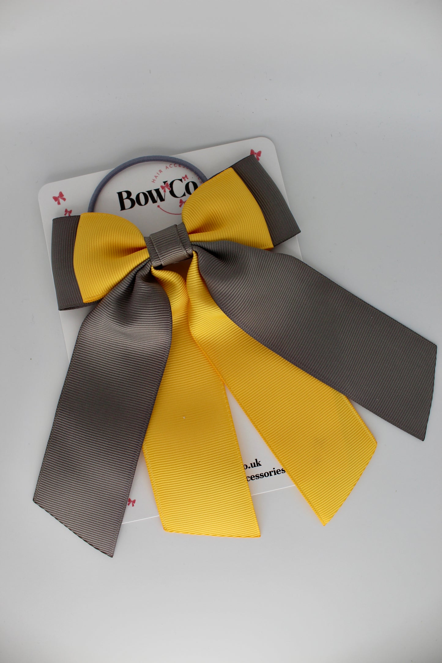 Double Layer Tail Bow – Elastic - Metal Grey and Yellow Gold