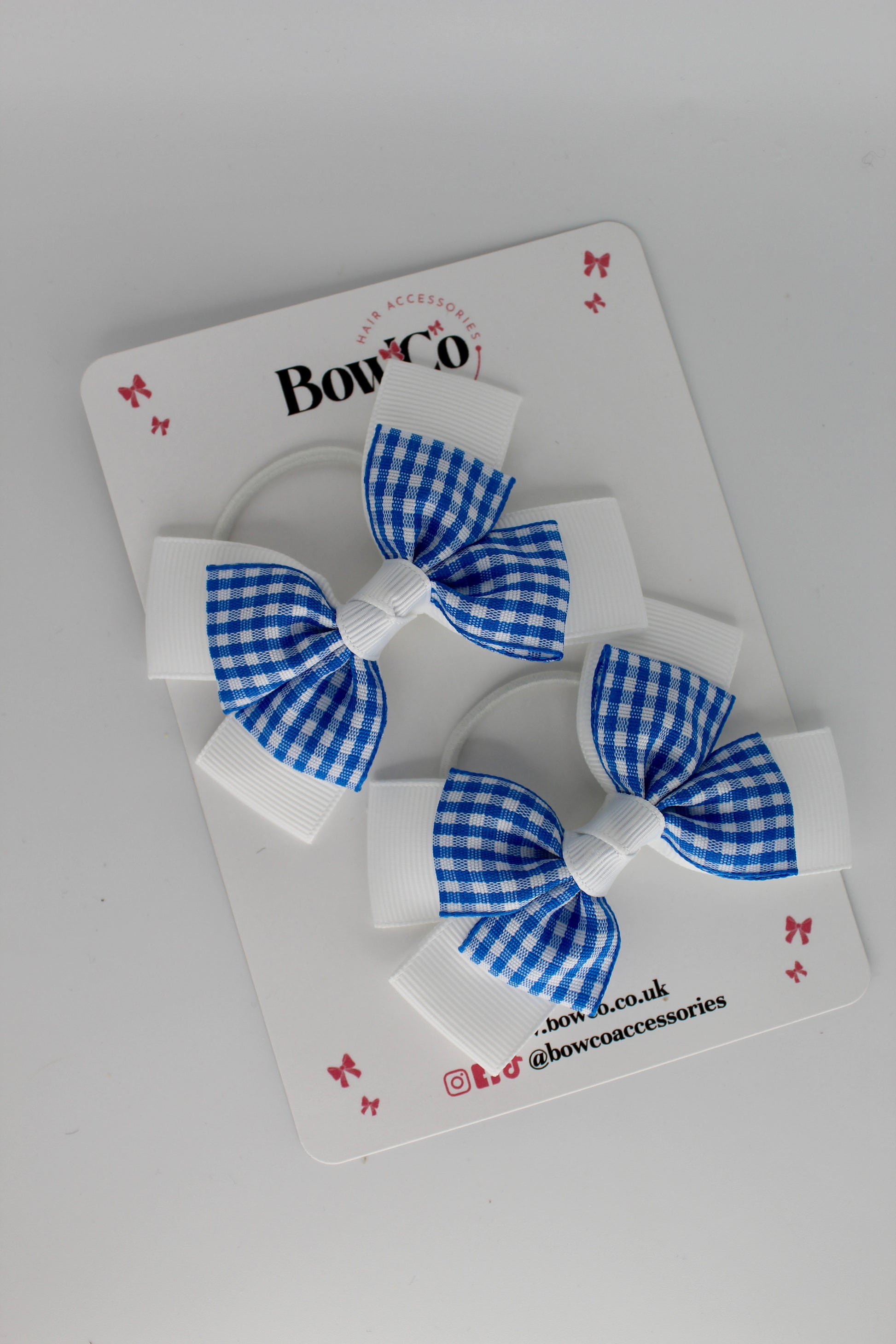 Layer Bow Set - Royal Blue Gingham - Elastic