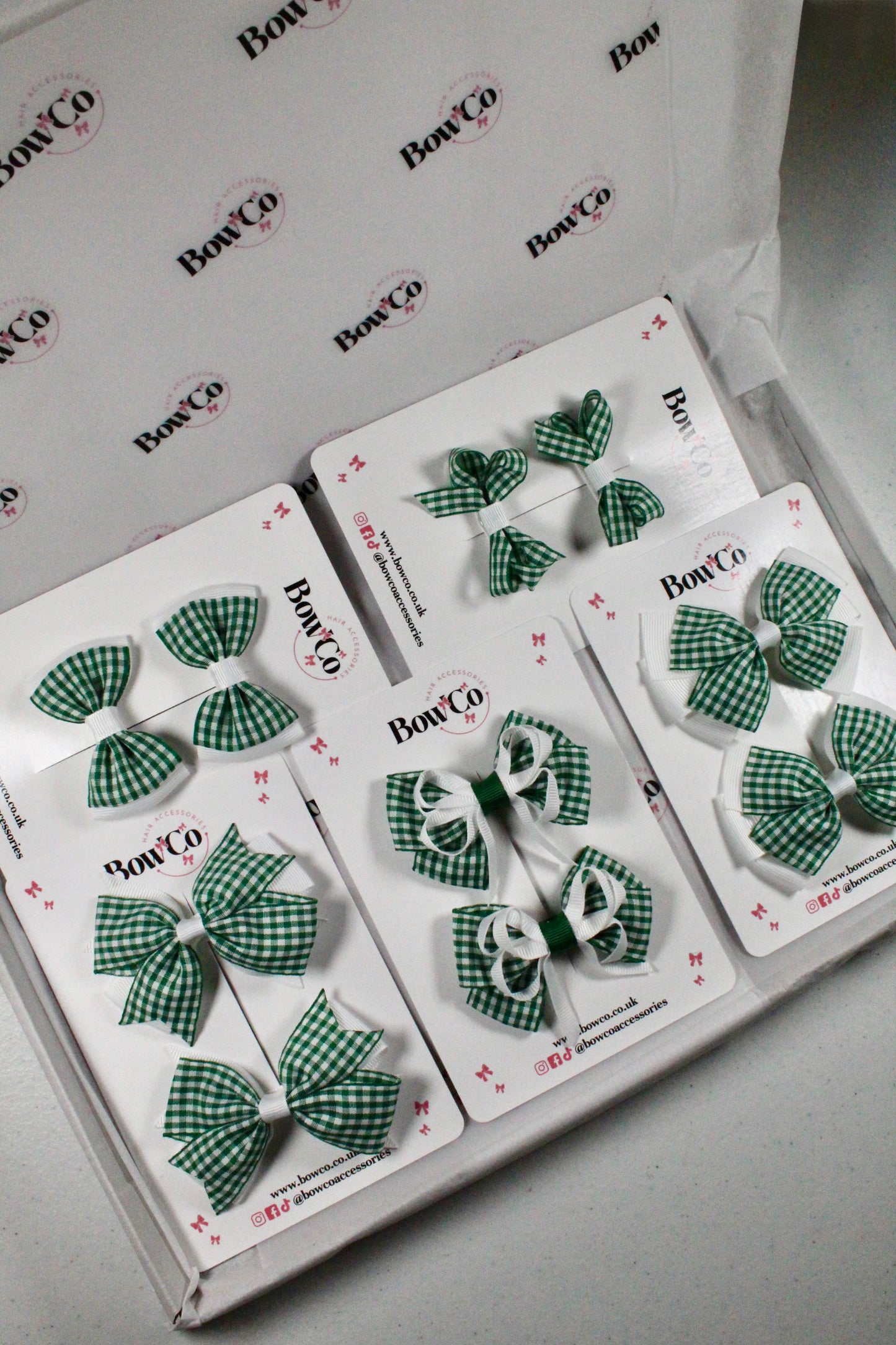 Green Gingham School Bow Bundle – Small/Medium - Clip