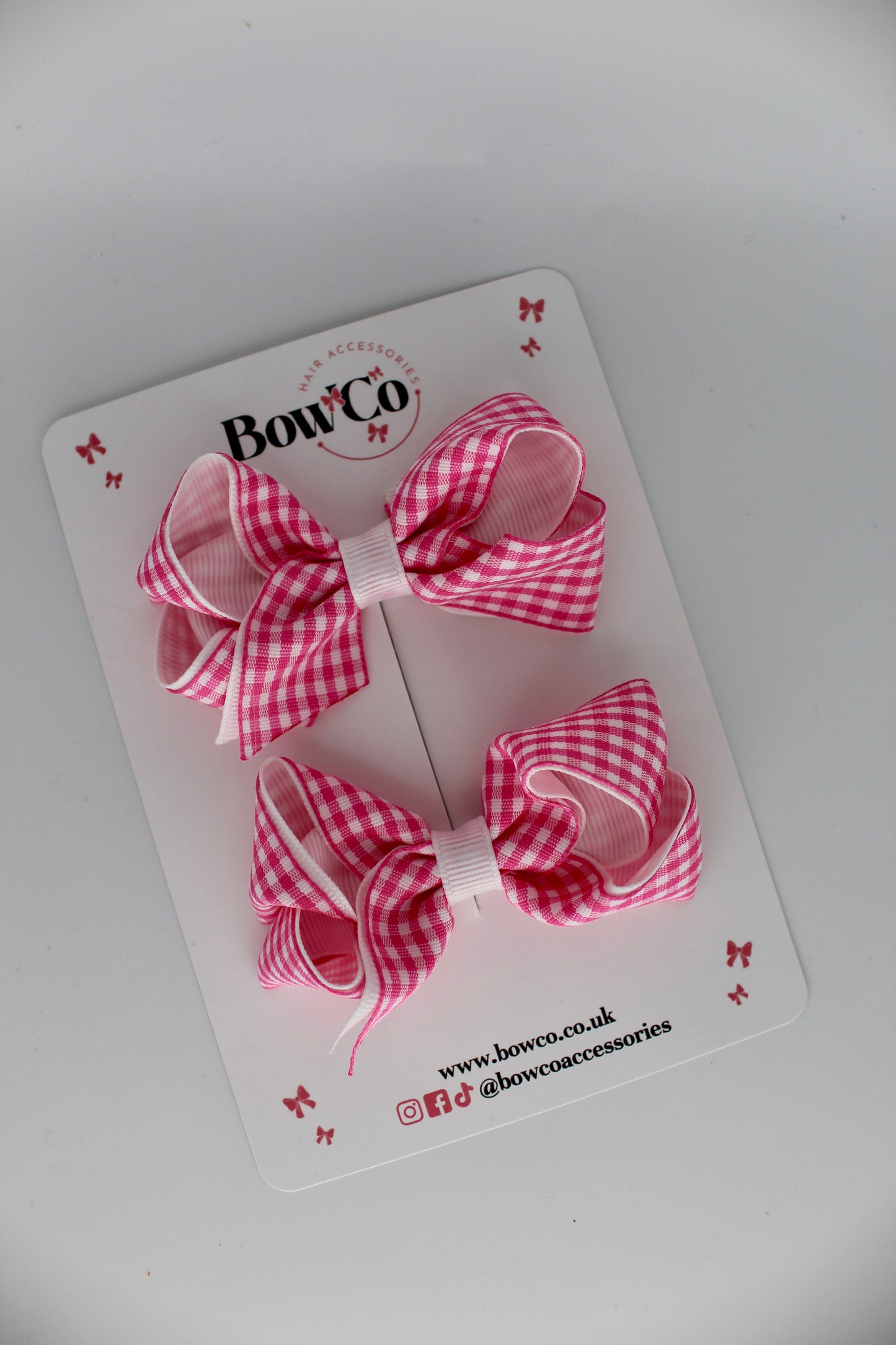 Loop Bow Set - Pink Gingham - Clip