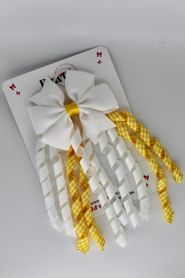 Pinwheel Corker Bow - Yellow Gingham - Elastic