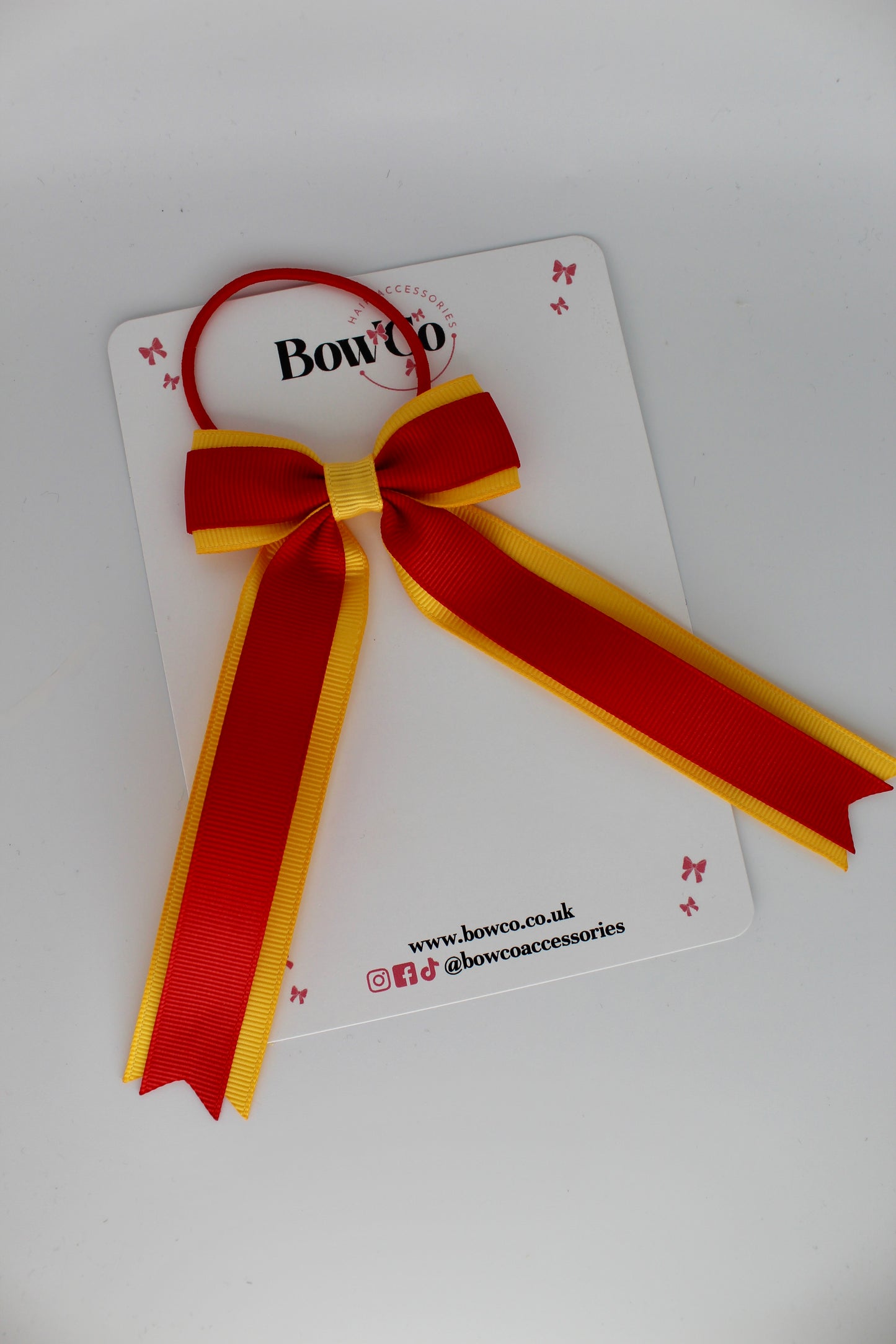 Tuxedo Tails Bow - Elastic - Red and Yellow Gold