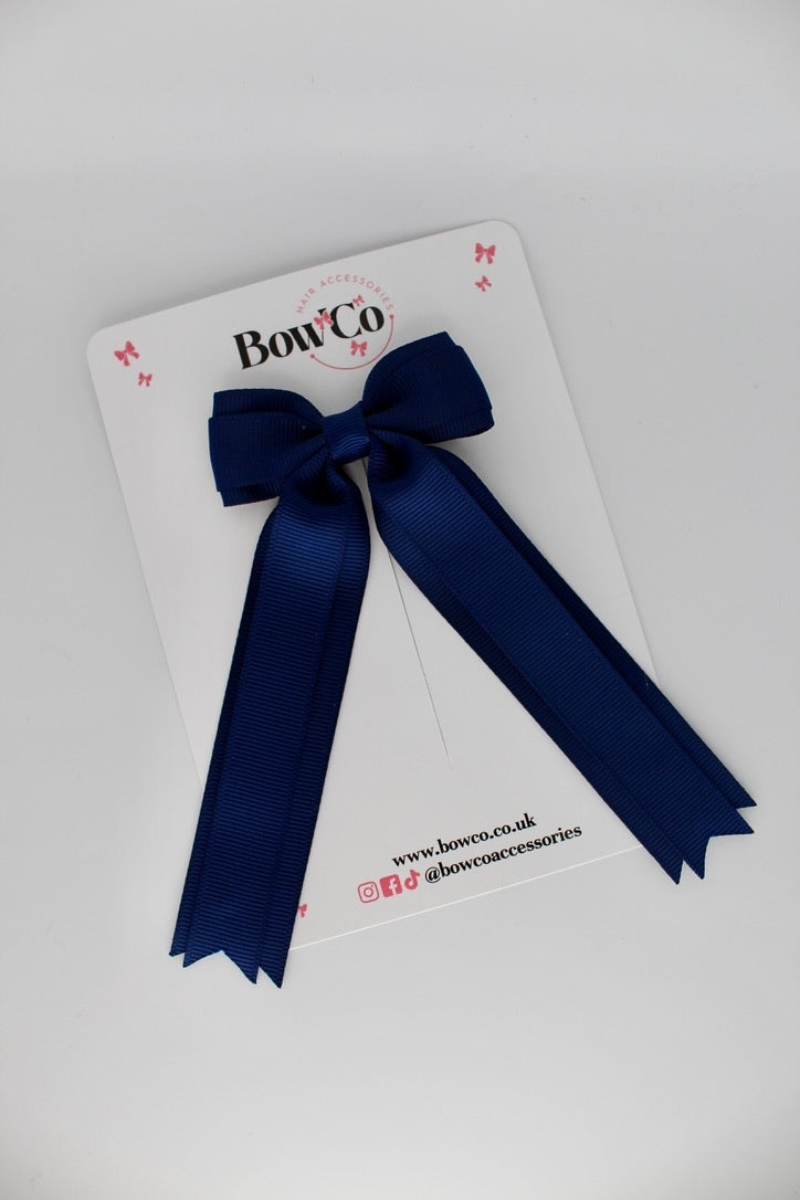 Tuxedo Tails School Hair Bow – Clip - Navy Blue