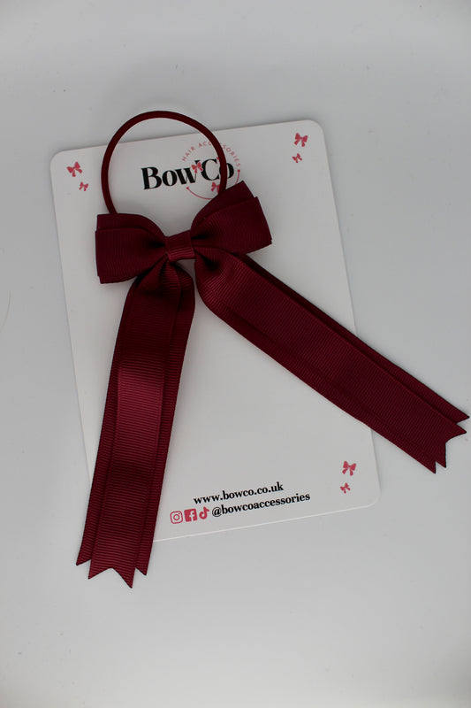 Tuxedo Tails Bow - Elastic - Burgundy