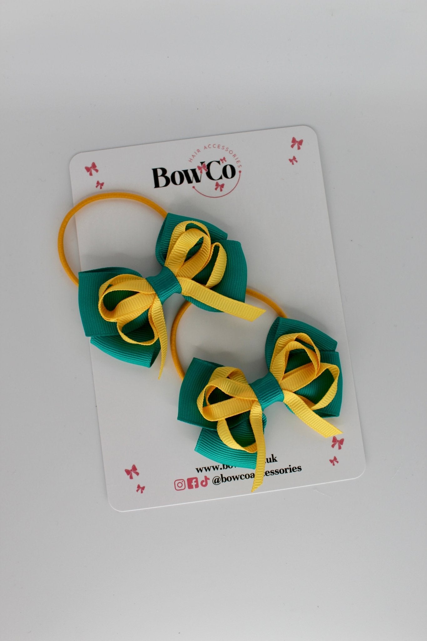 Jade Green and Yellow Gold - Double Bow Set - Elastic