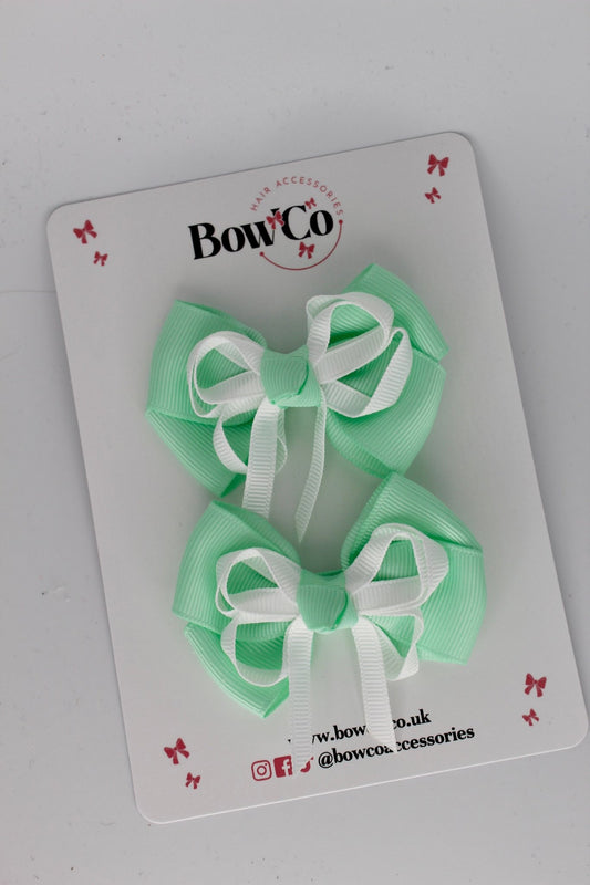 2.5 inch Double Bow Pastel Green - Clip