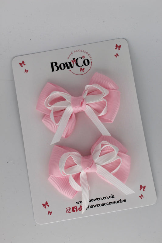 2.5 inch Double Bow Pearl Pink - Clip