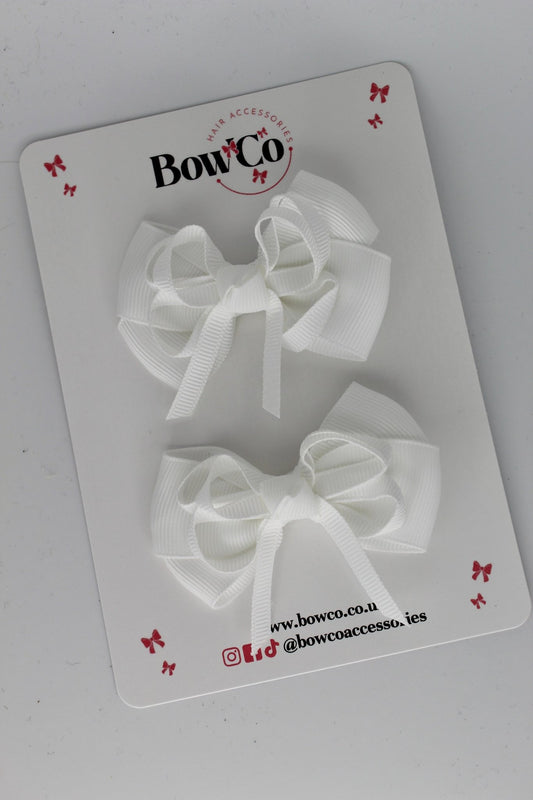 2.5 inch Double Bow White - Clip