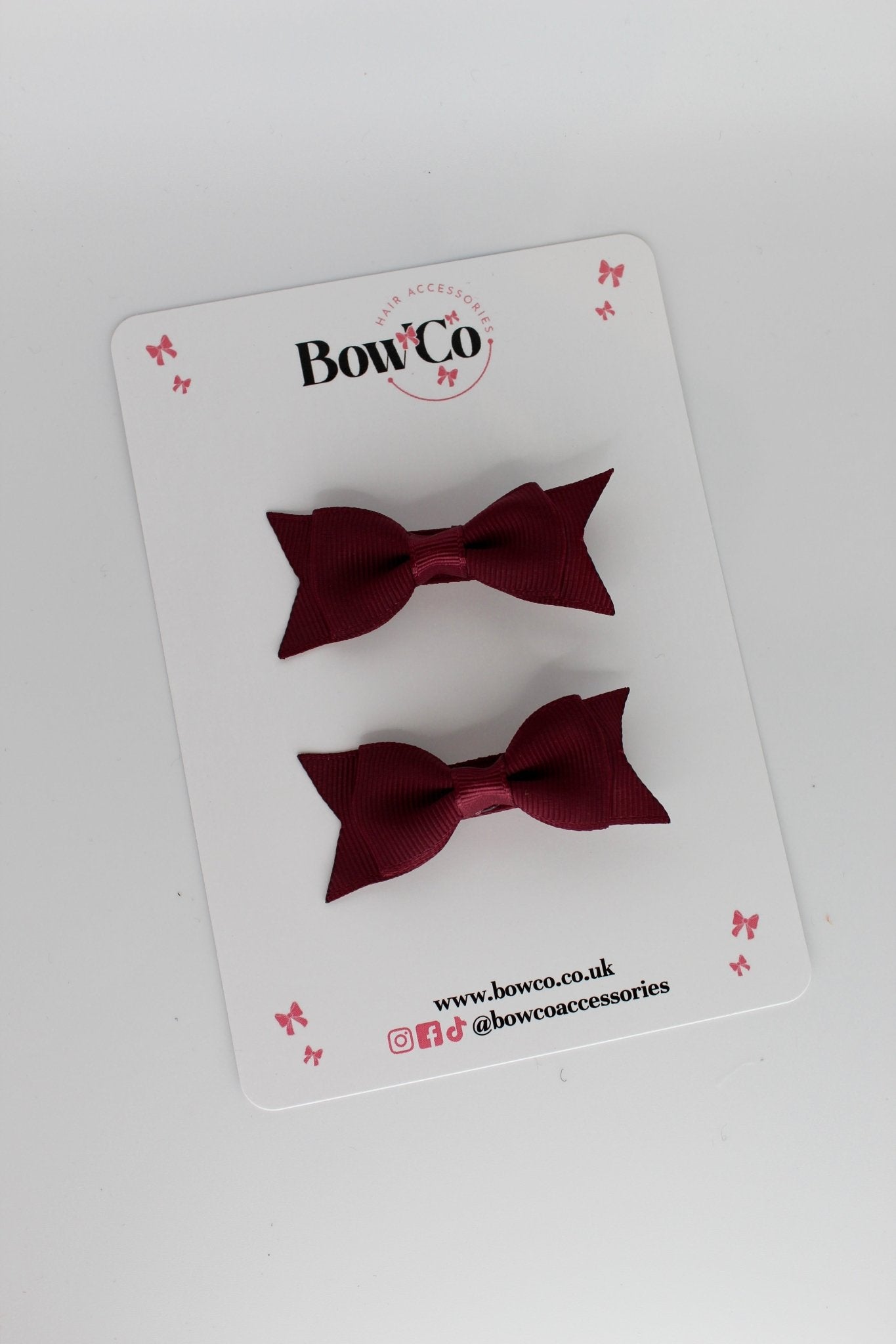 2.5 Inch Layer Tail Bow - Clip - 2 Pack - Burgundy