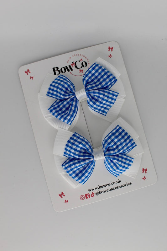 Pinwheel Bow - Royal Blue Gingham - Clip