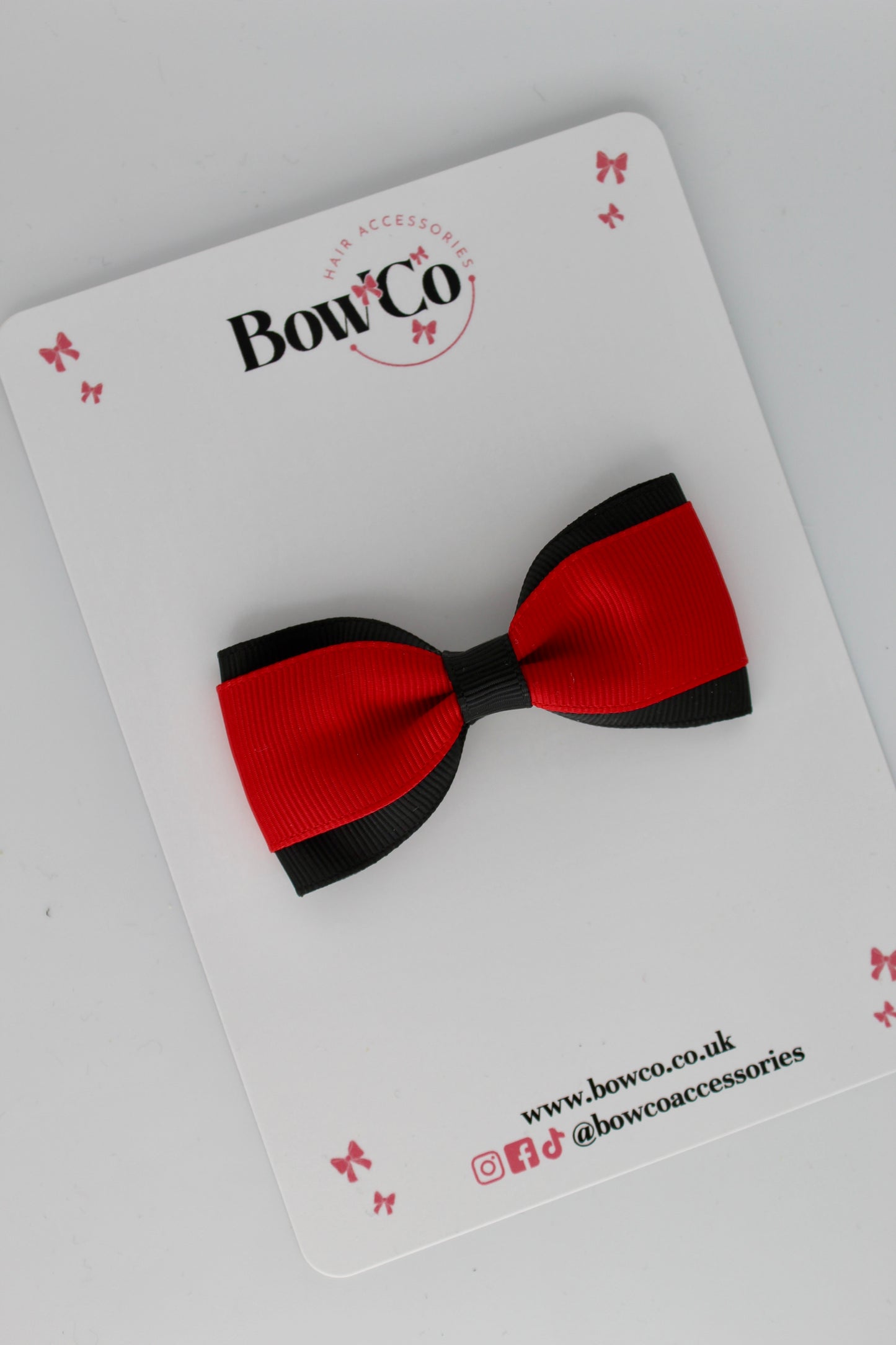 Red and Black - Tuxedo Bow - Clip