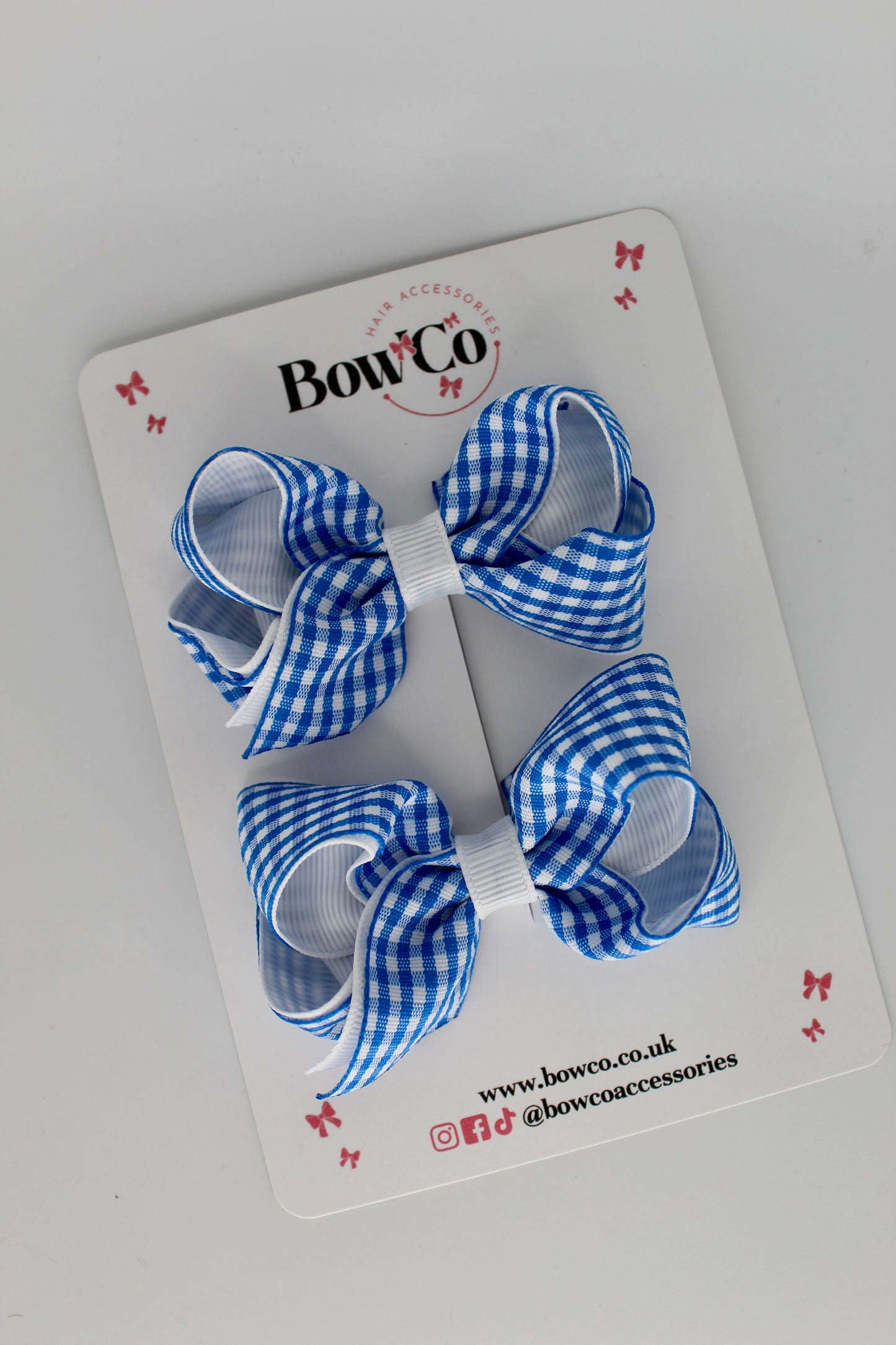 Loop Bow Set - Royal Blue Gingham - Clip