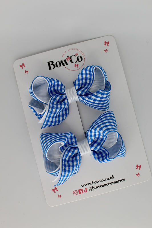 Loop Bow Set - Royal Blue Gingham - Clip