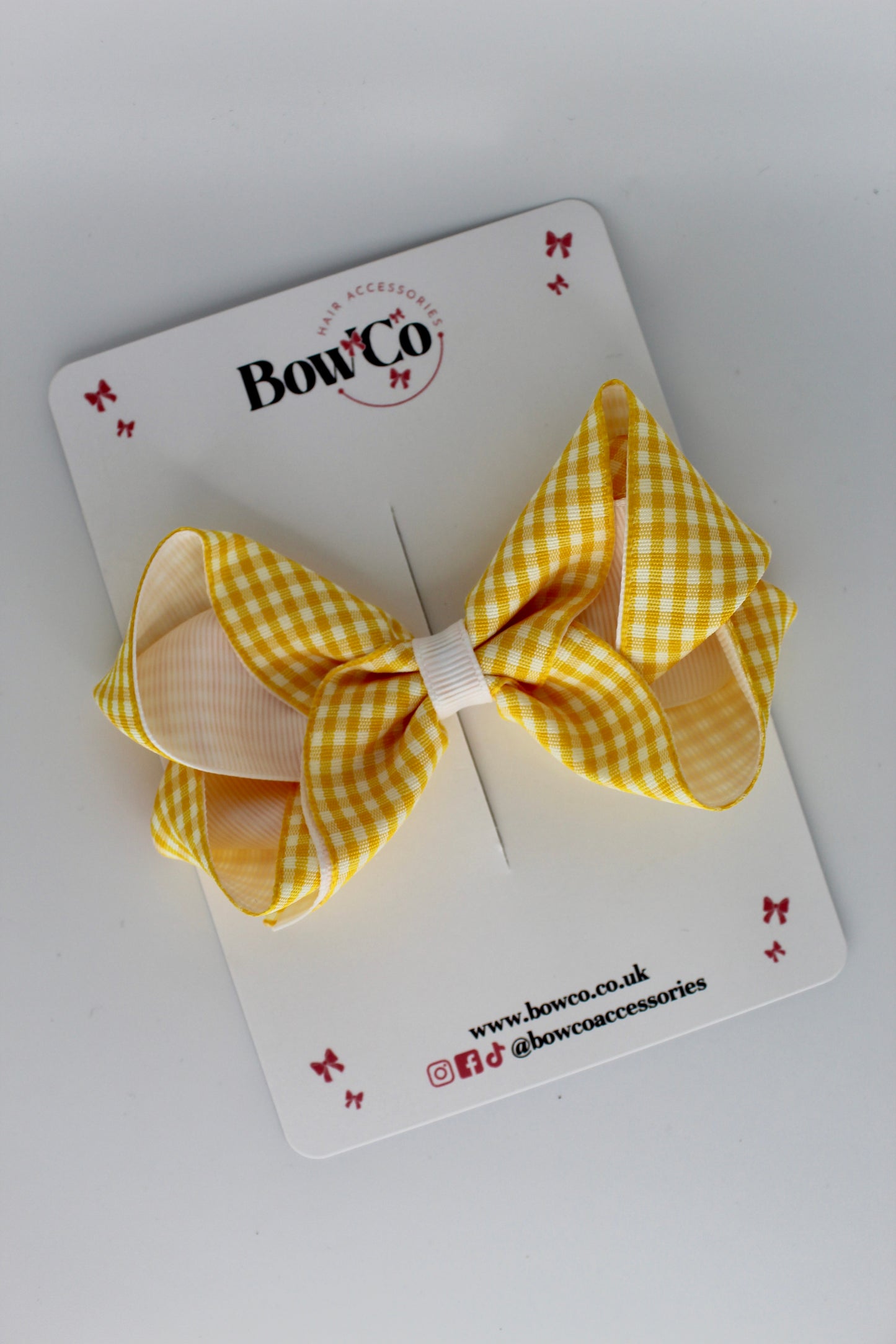 Loop Bow - Yellow Gingham - Clip