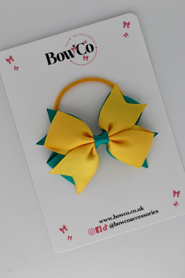 Jade Green and Yellow Gold - Layer Tail Bow - Elastic