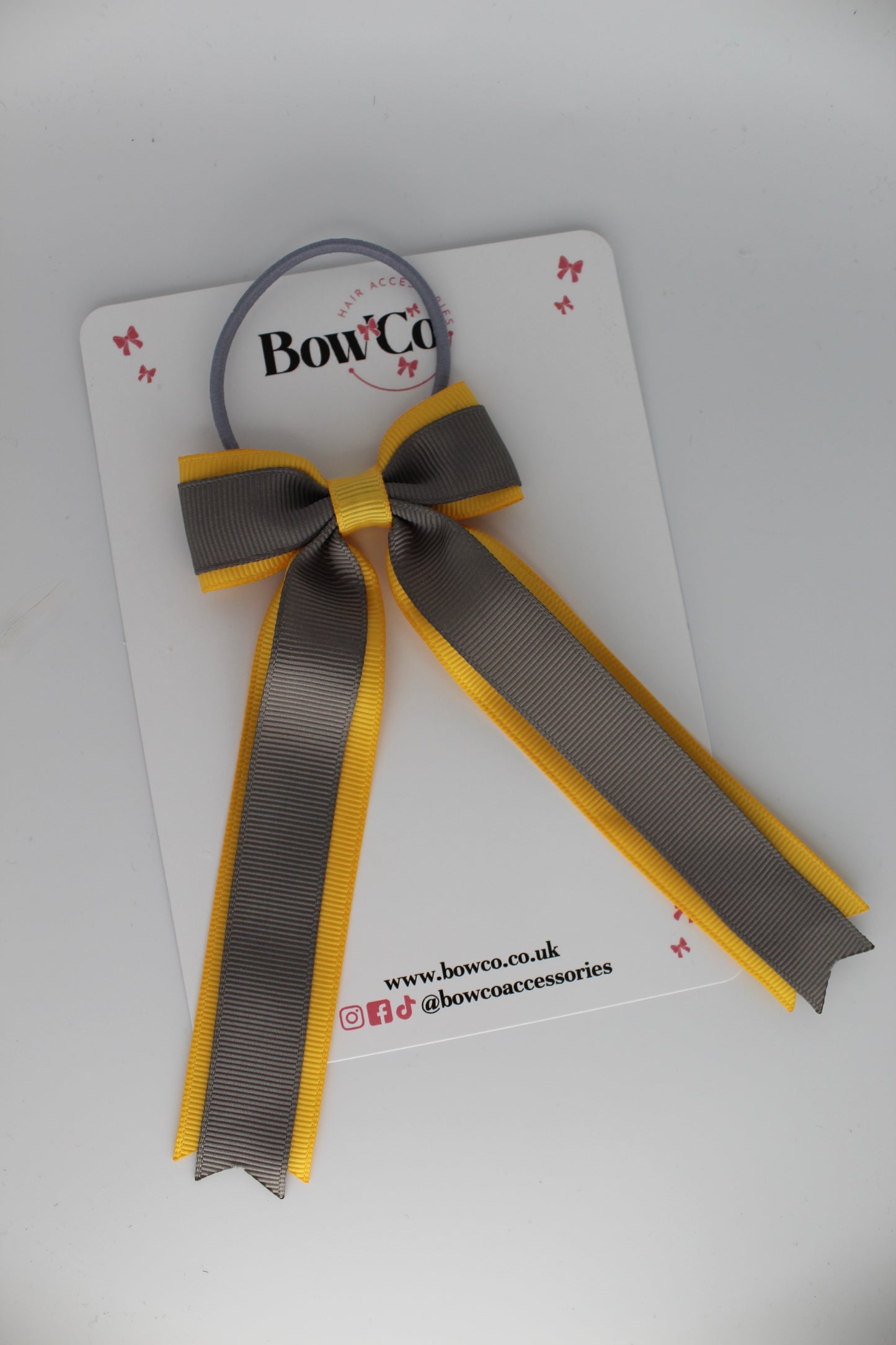 Tuxedo Tails Bow - Elastic - Metal Grey and Yellow Gold