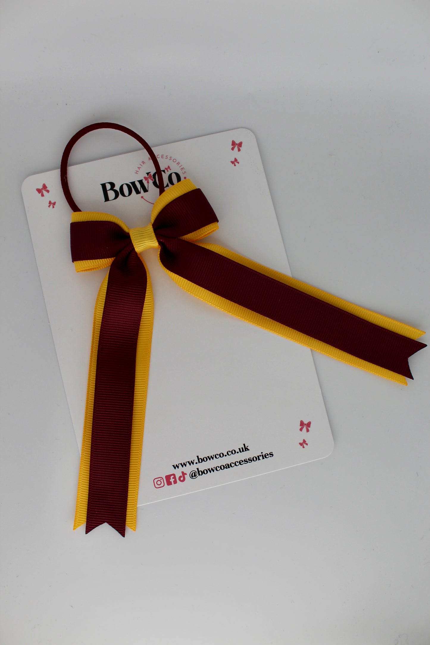 Tuxedo Tails Bow - Elastic - Burgundy and Yellow Gold