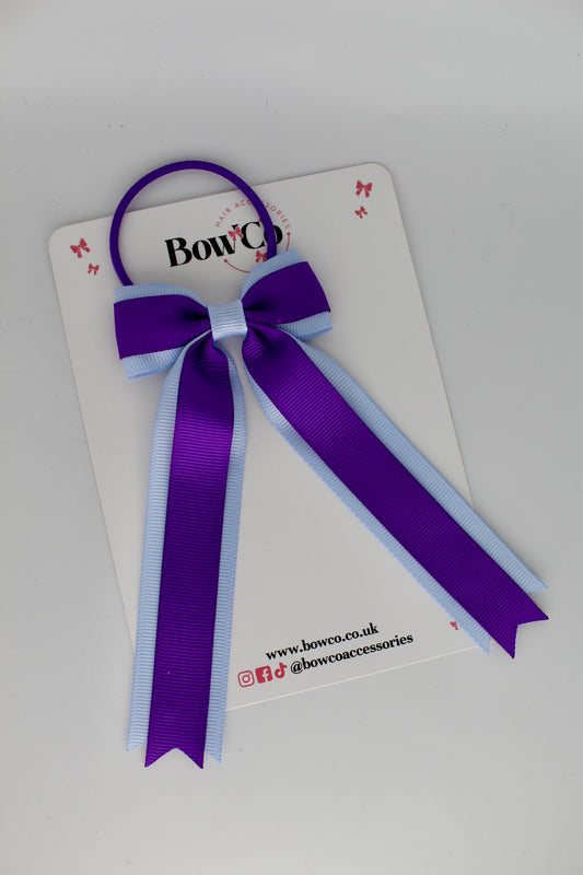 Tuxedo Tails Bow - Elastic - Purple and Bluebell