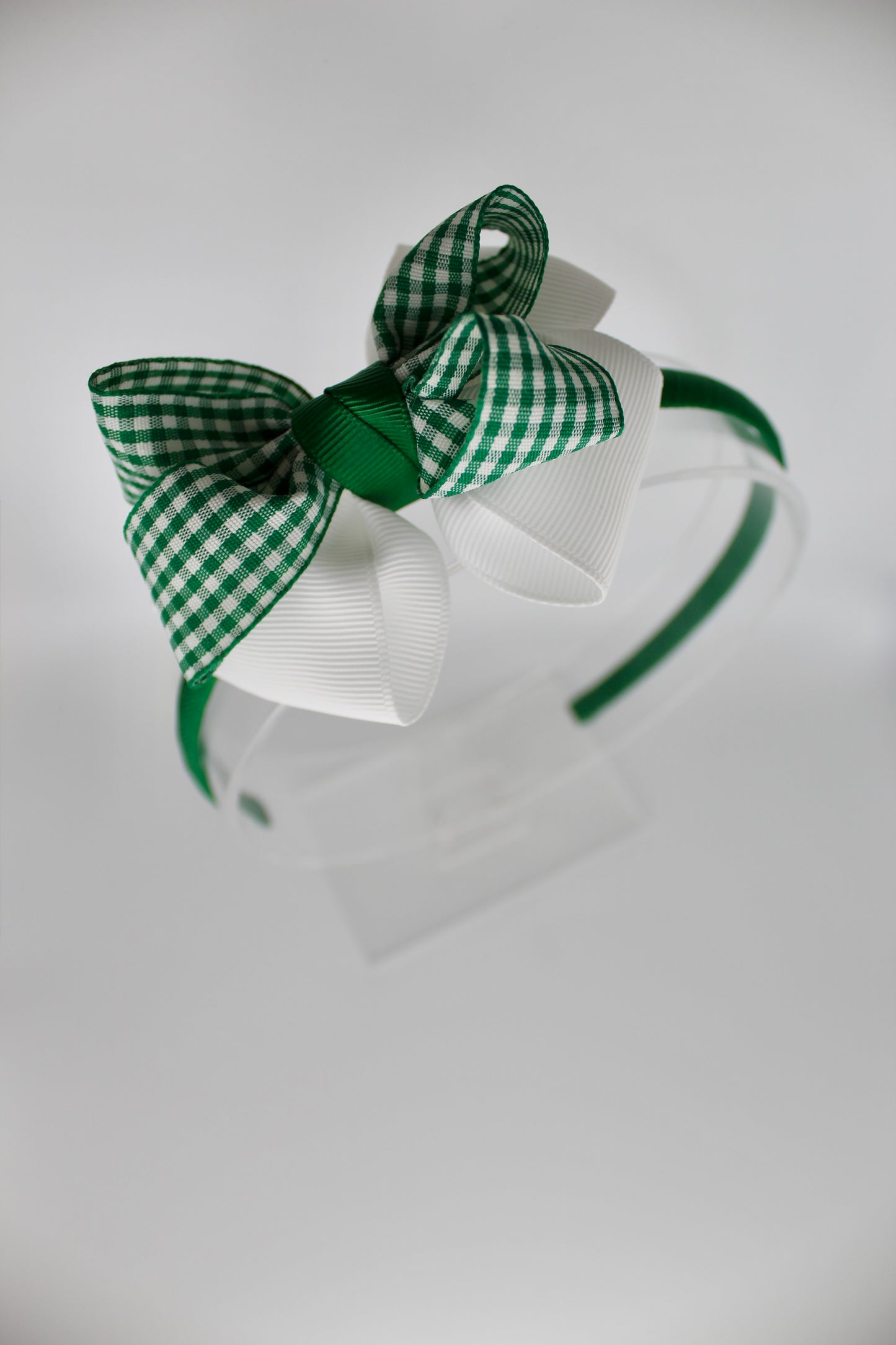 Double Loop Hair Band - Green Gingham