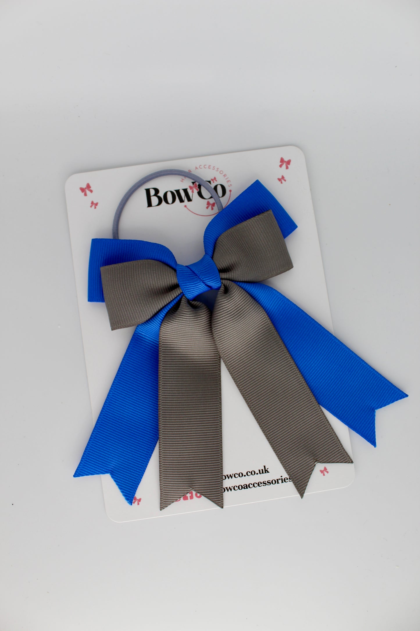 Double Ribbon Tail - Elastic - Royal Blue and Metal Grey