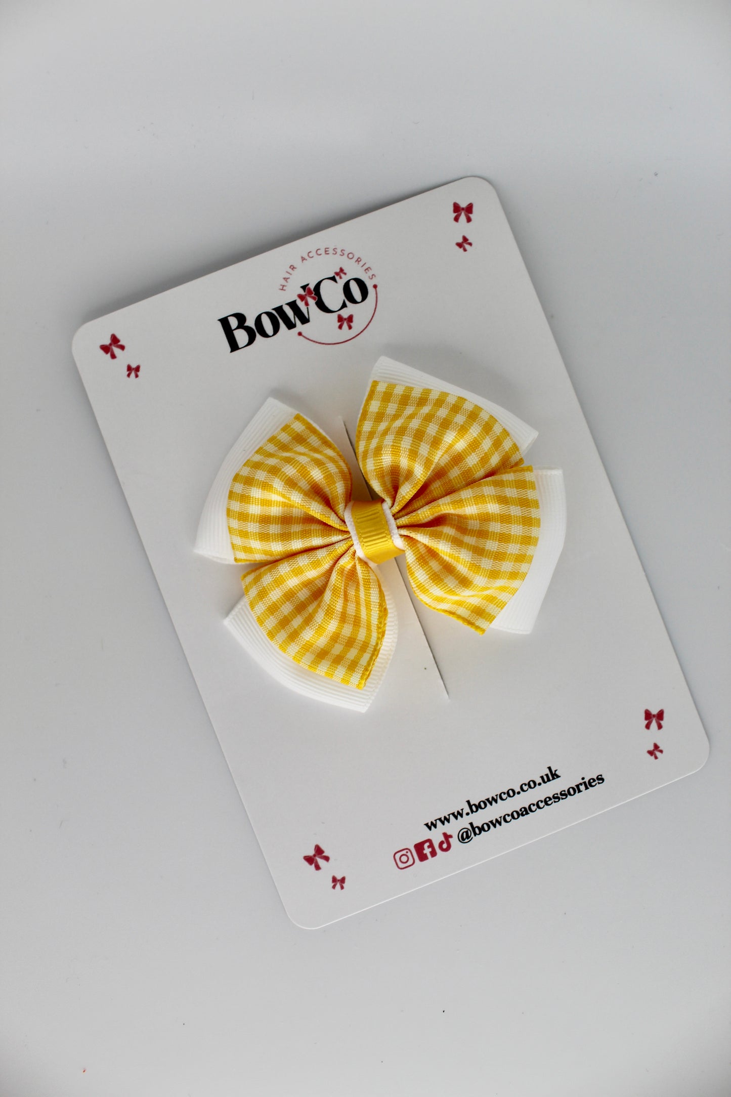 Layer Edge Bow - Yellow Gingham - Clip