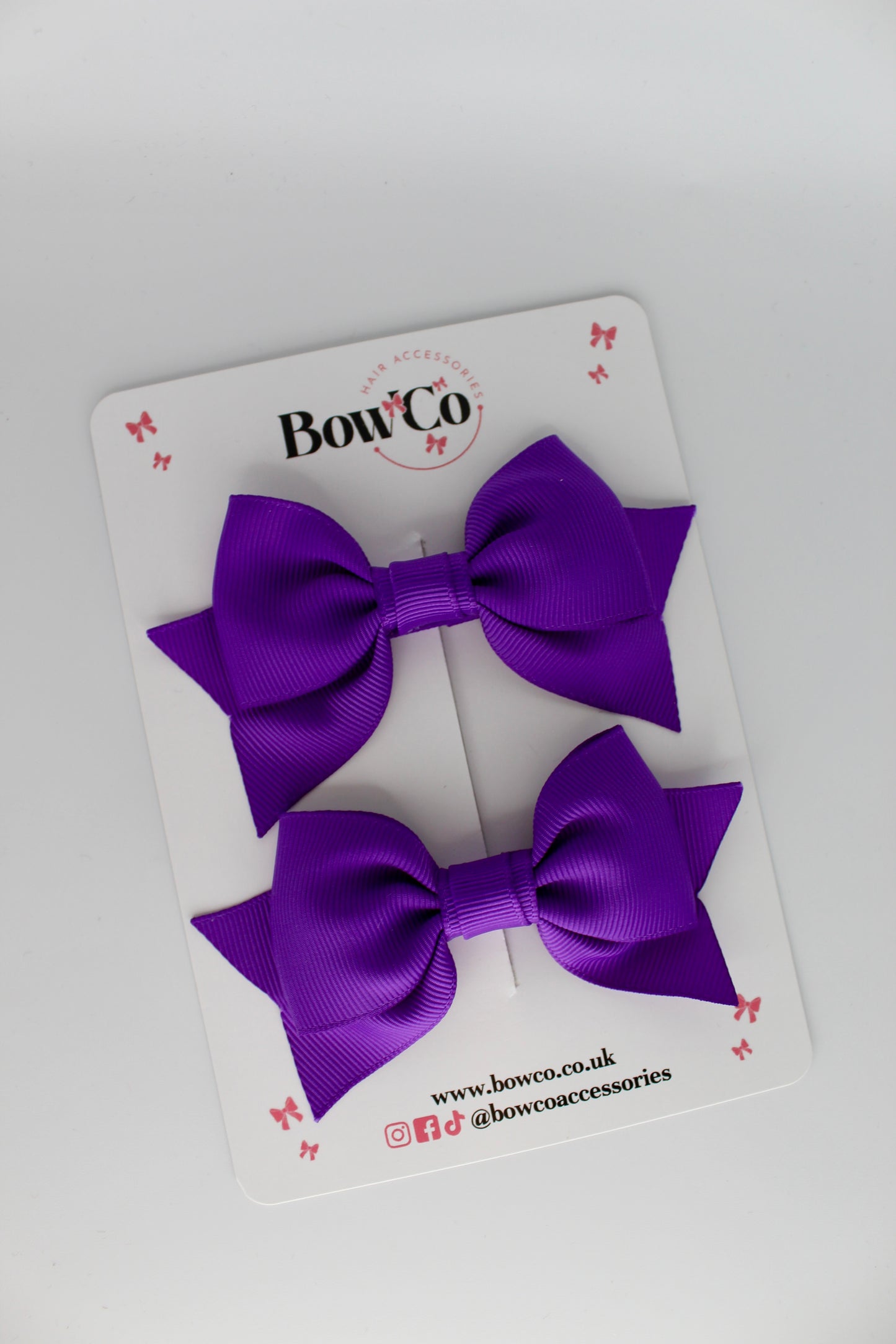 Double Knot Bow Tail Set - Clip - Purple