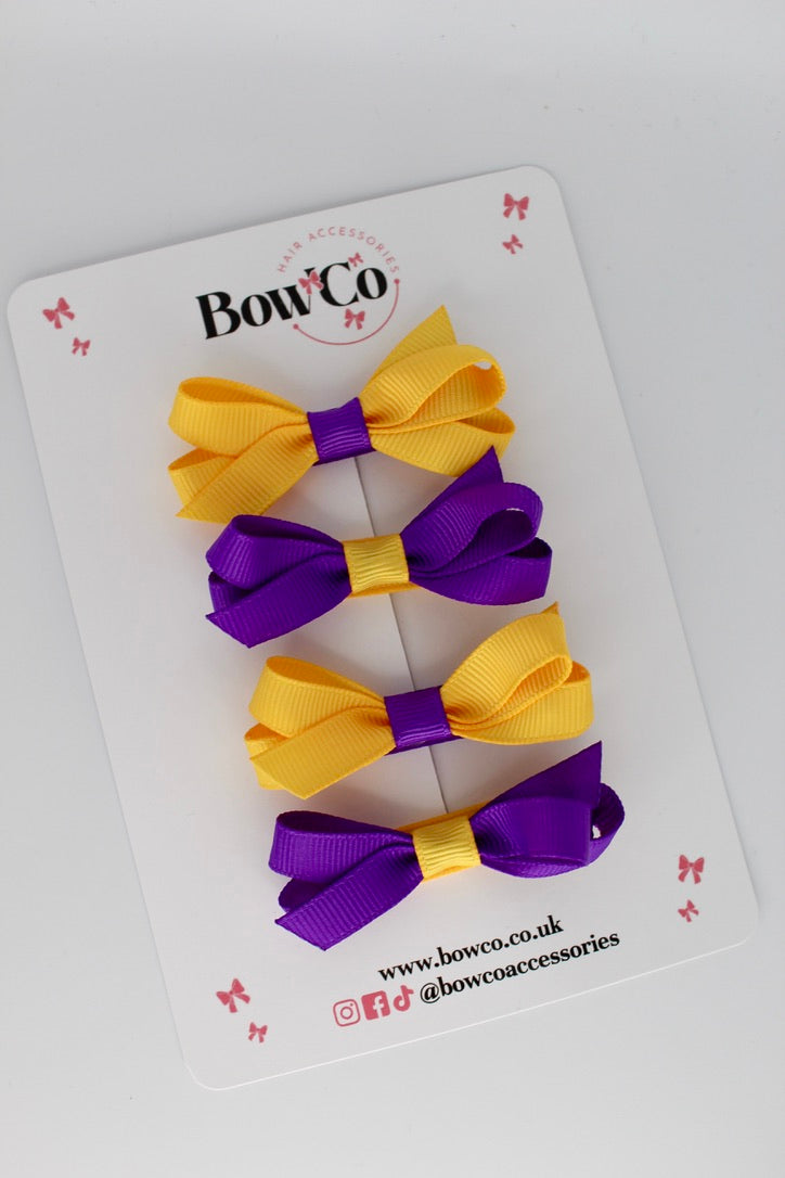 Ballerina Bows - Set of 4 - Clip - Purple and Yellow Gold