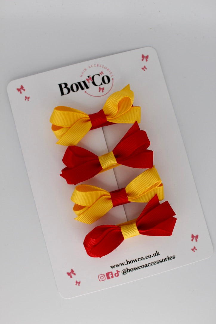 Ballerina Bows - Set of 4 - Clip - Red and Yellow
