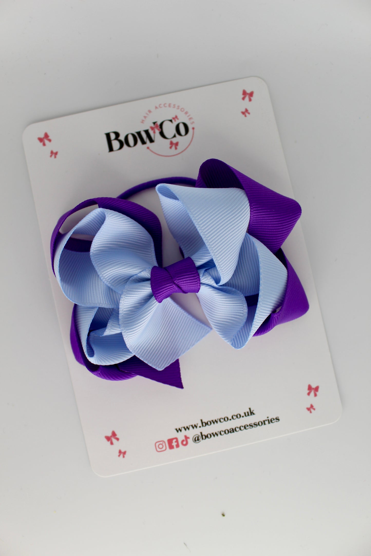 Double Loop Bow - Elastic - Purple and Bluebell
