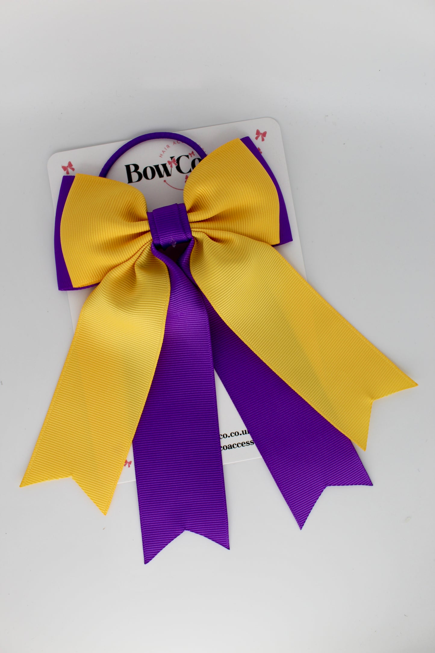 Classic Tail Bow - Elastic - Purple and Yellow Gold