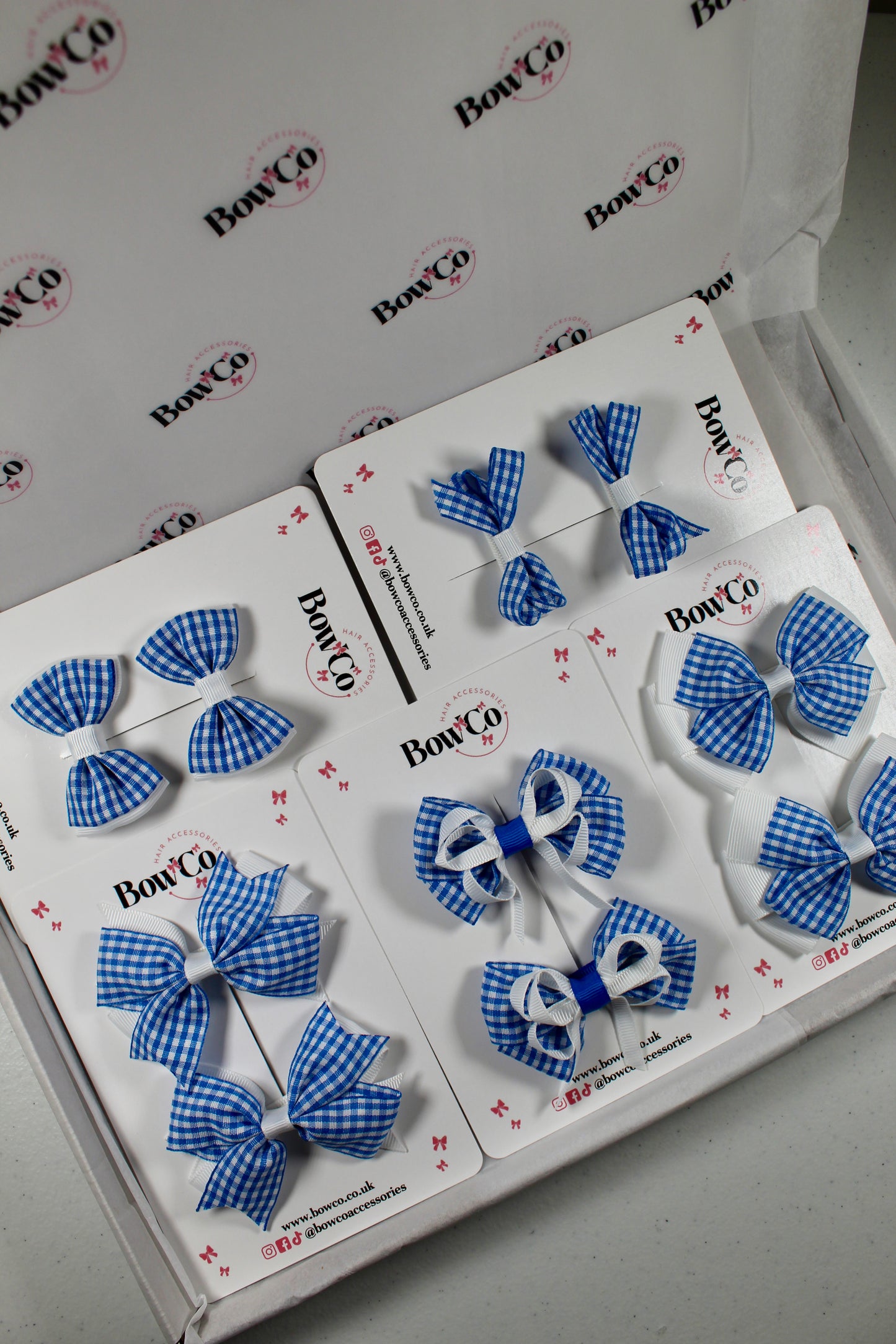 Royal Blue Gingham School Bow Bundle – Small/Medium - Clip