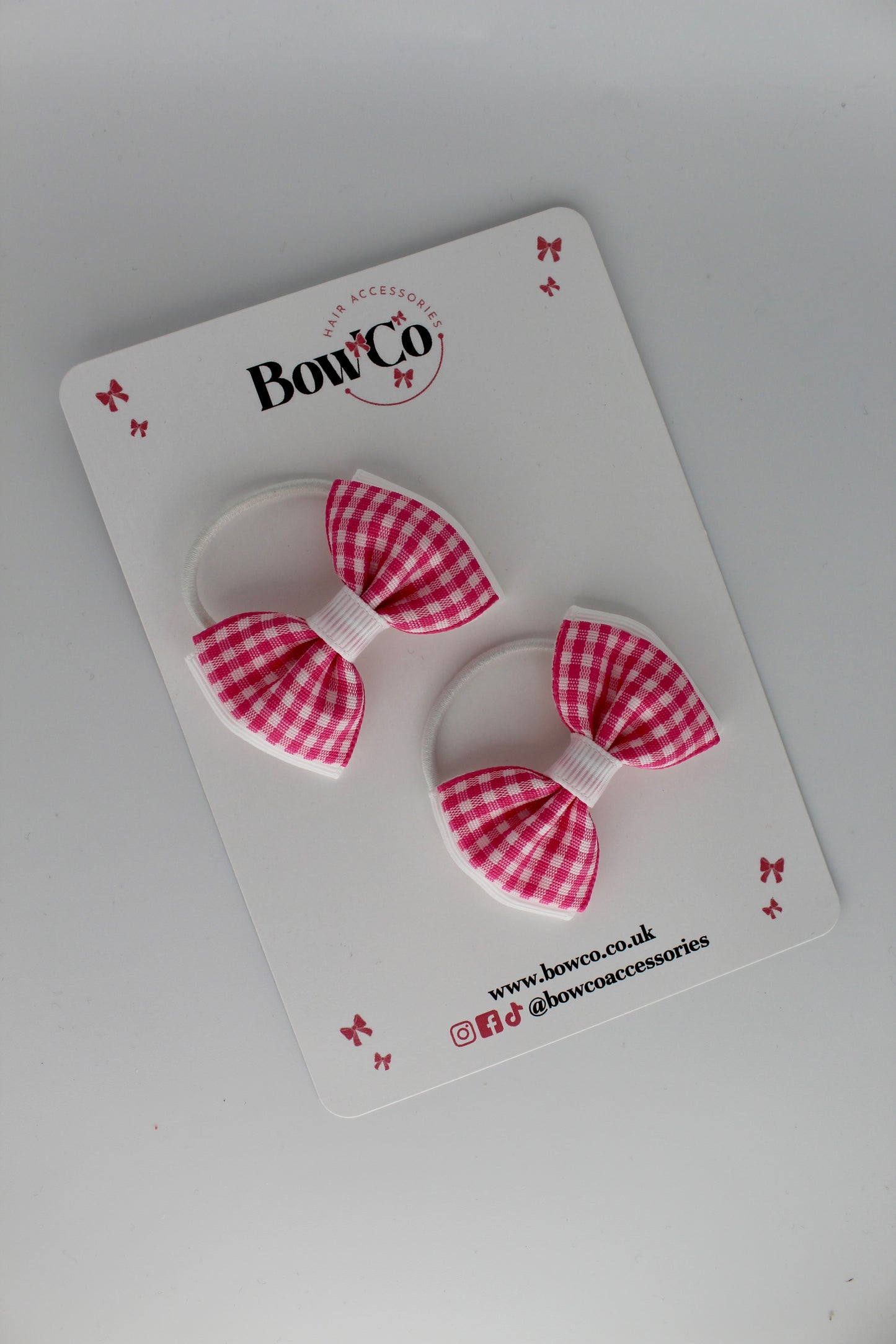 Double Lapel Bow Set - Pink Gingham
