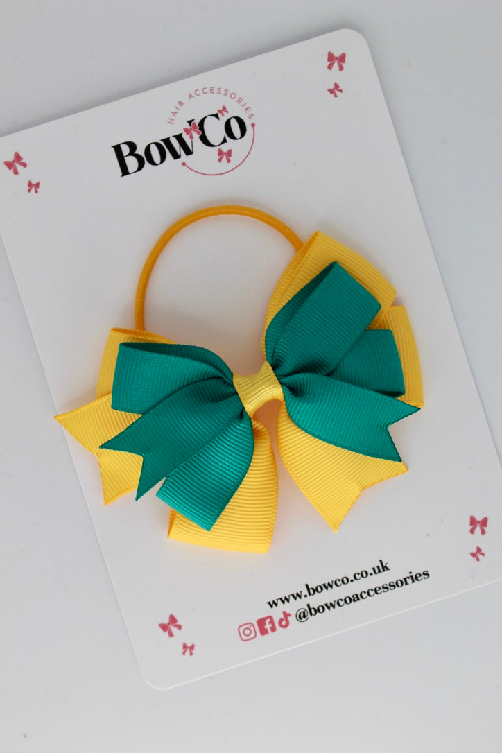 Jade Green and Yellow Gold - Double Tail Bow - Elastic