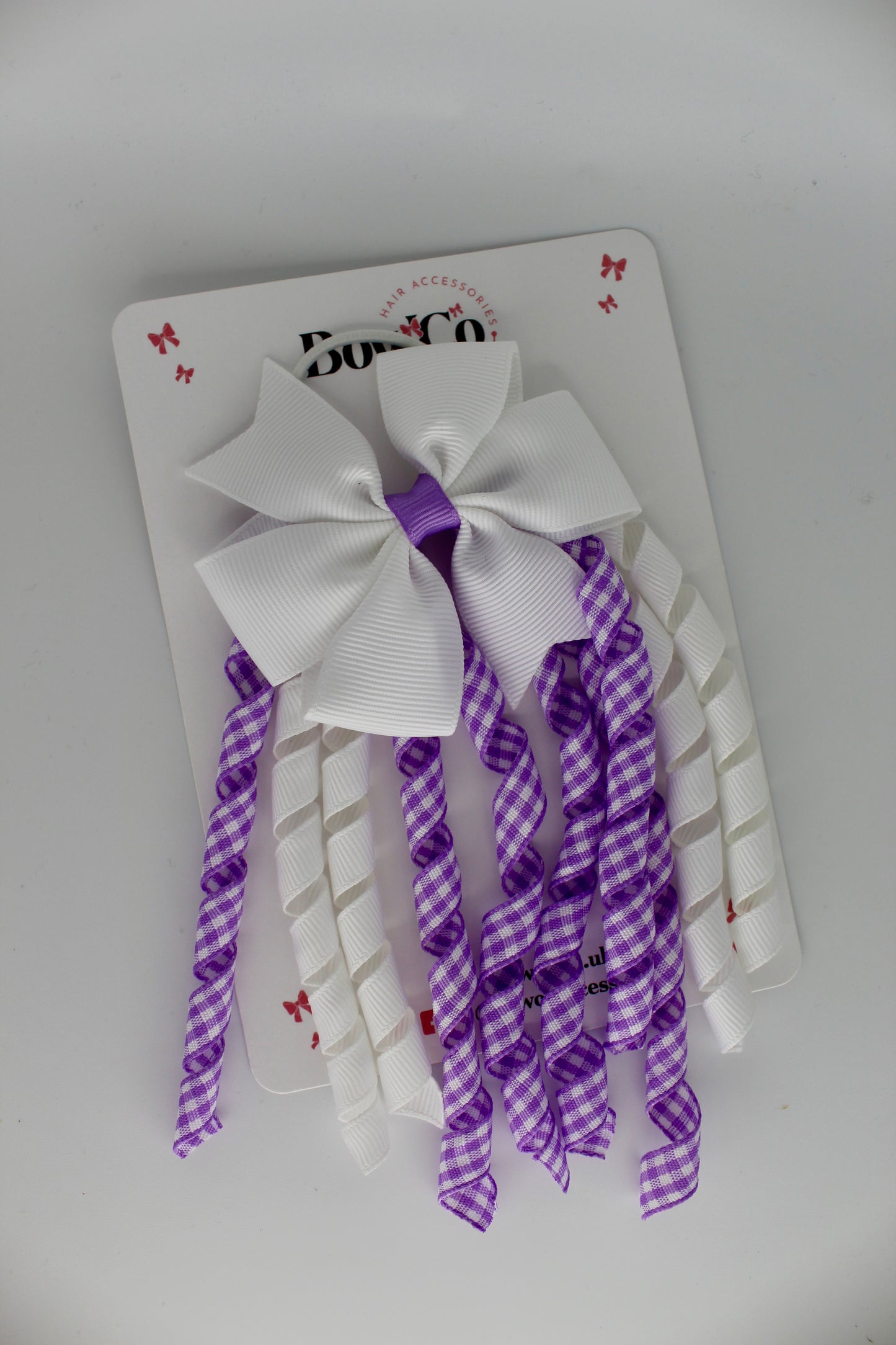 Pinwheel Corker Bow - Lilac Gingham - Elastic