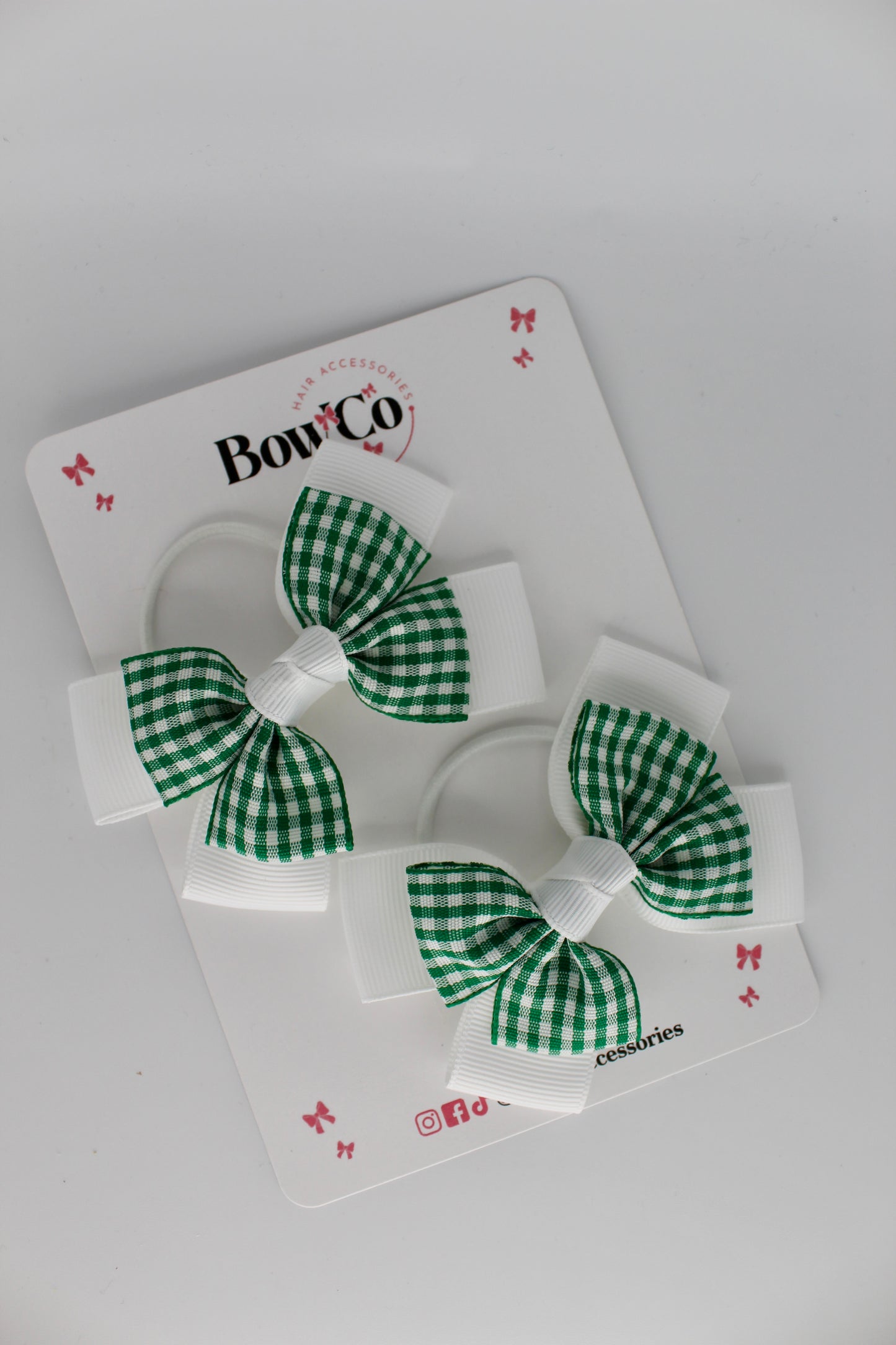 Layer Bow Set - Green Gingham - Elastic