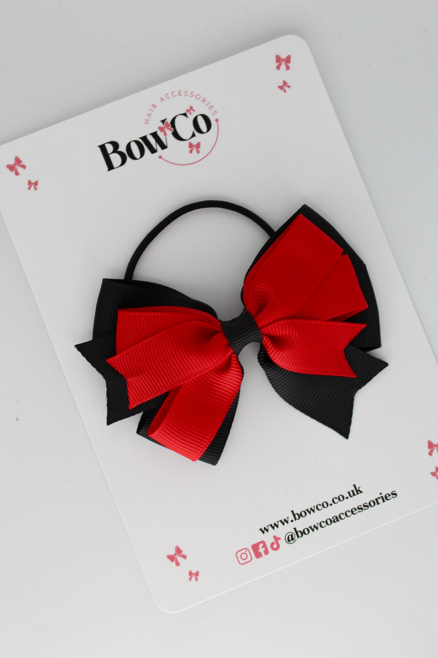 Red and Black - Double Tail Bow - Elastic