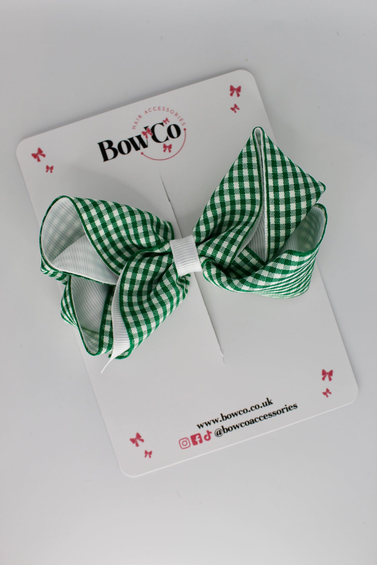 Loop Bow - Green Gingham - Clip
