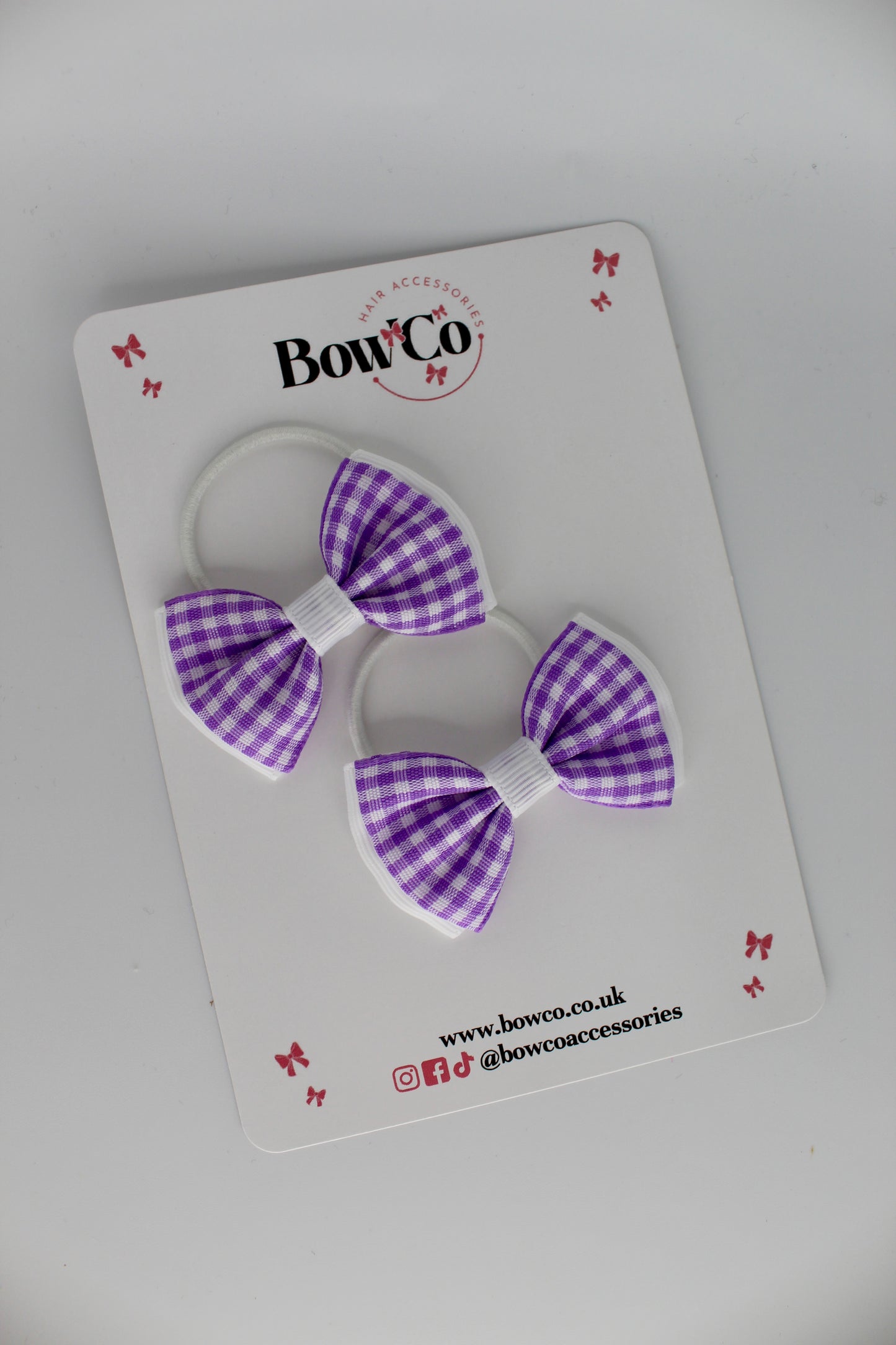 School Bow Lilac Gingham Double Lapel Set - Elastic