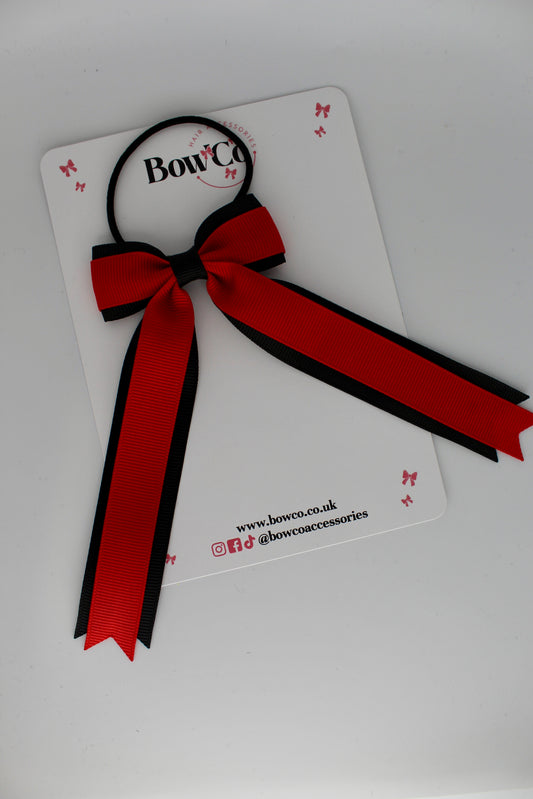 Tuxedo Tails Bow - Elastic - Red and Black