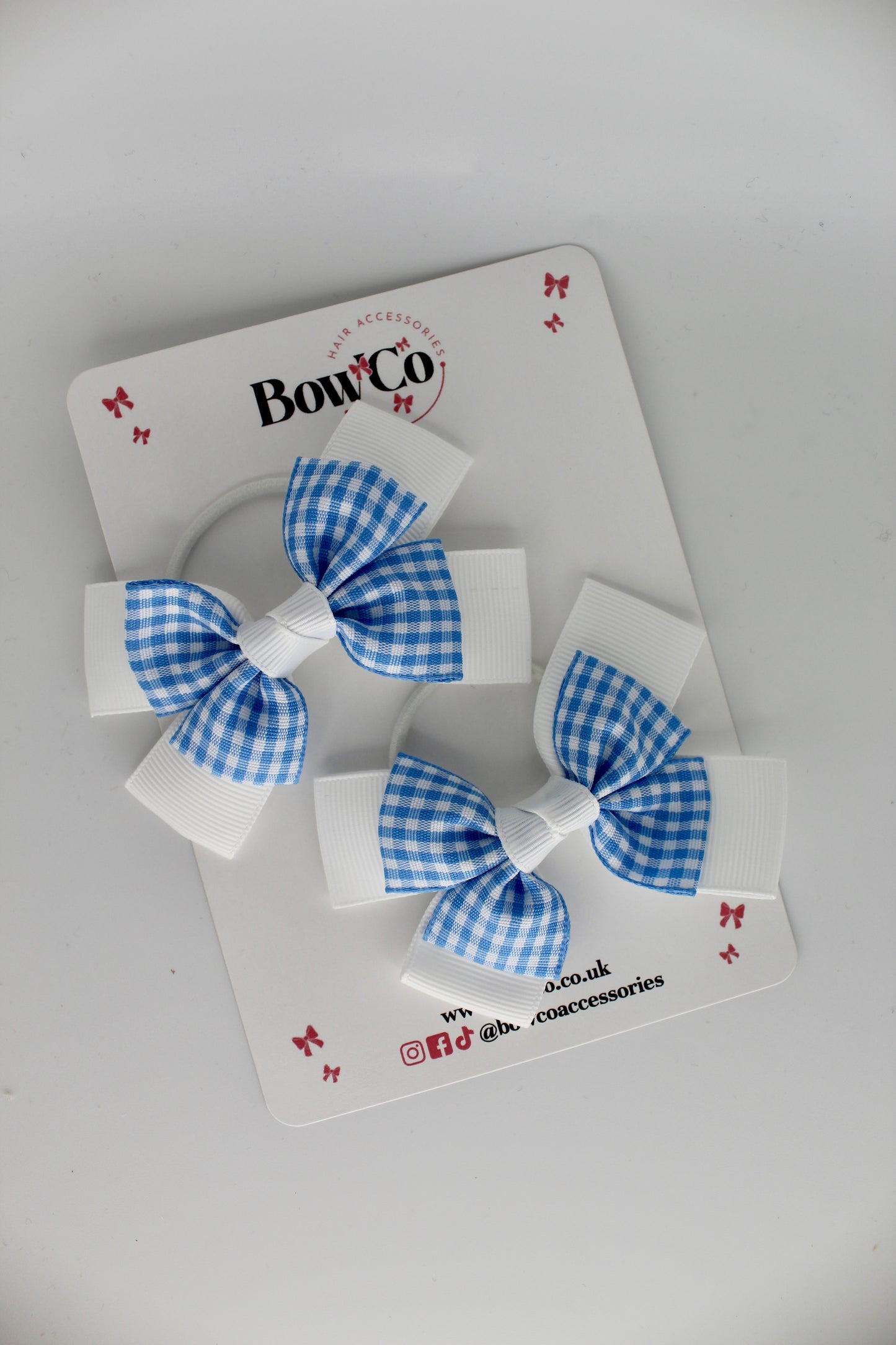 Layer Bow Set - Light Blue Gingham - Elastic
