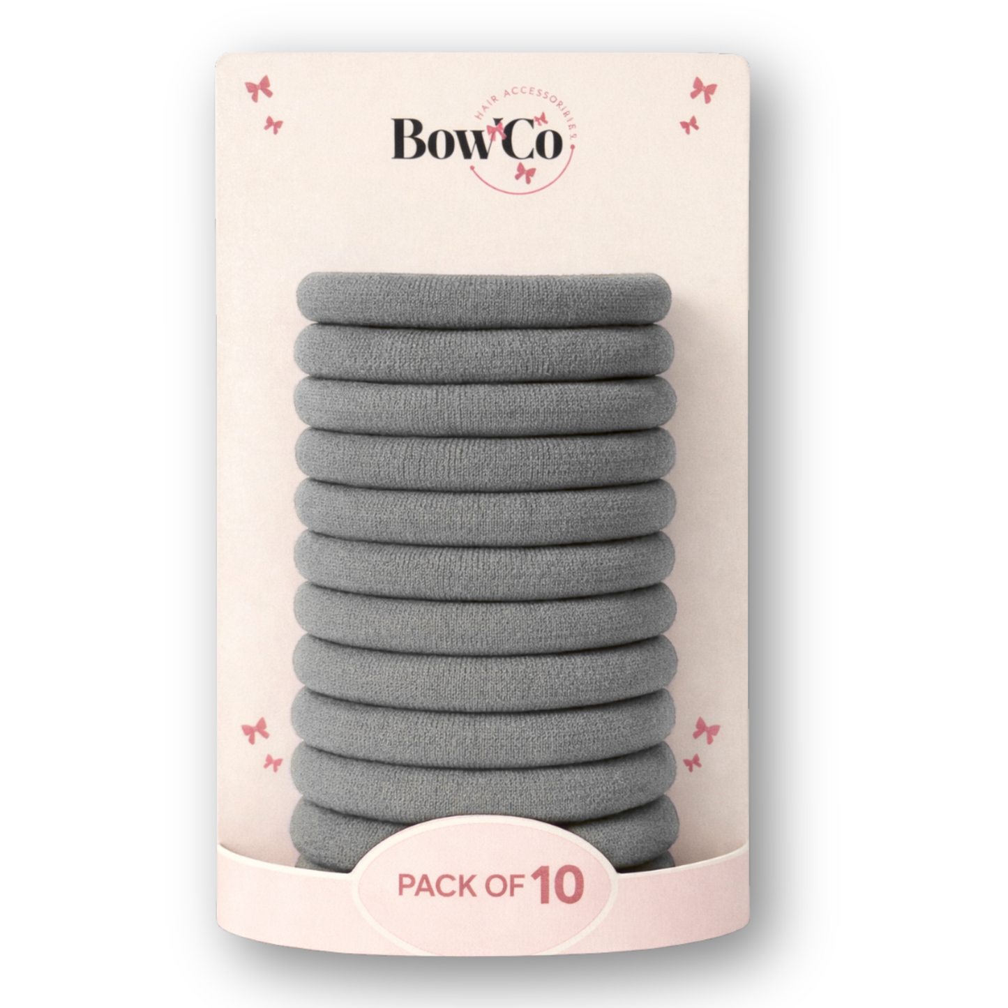 10 Elastic School Hair Bobbles - Grey - Non Damage