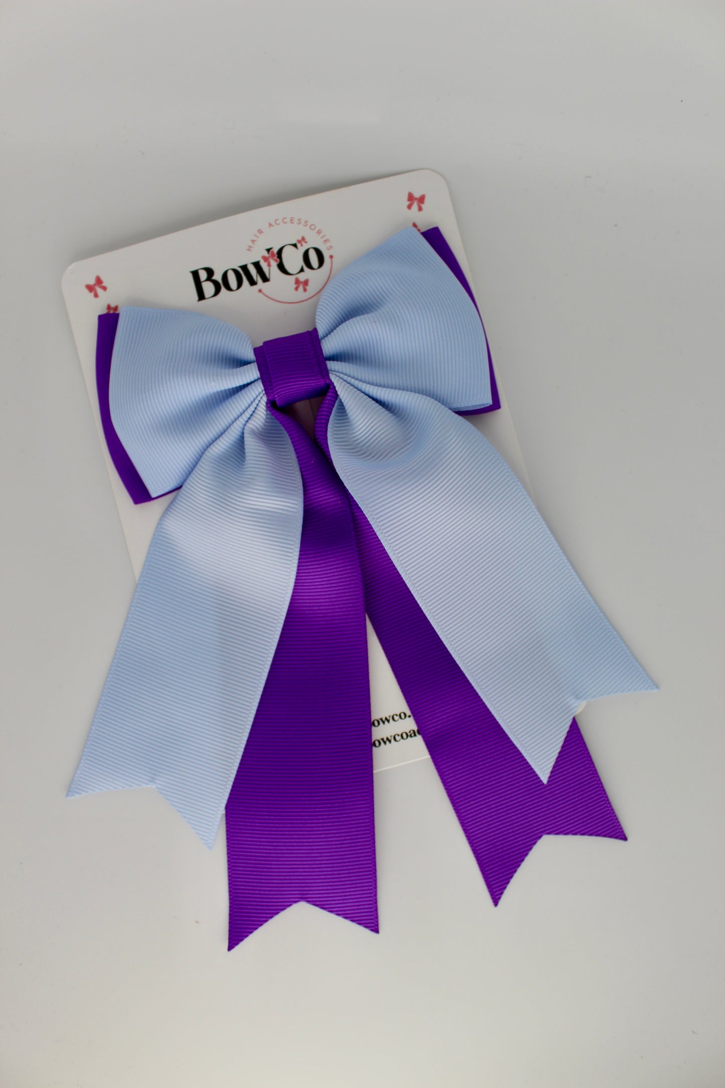Classic Tail Bow - Clip - Purple and Bluebell