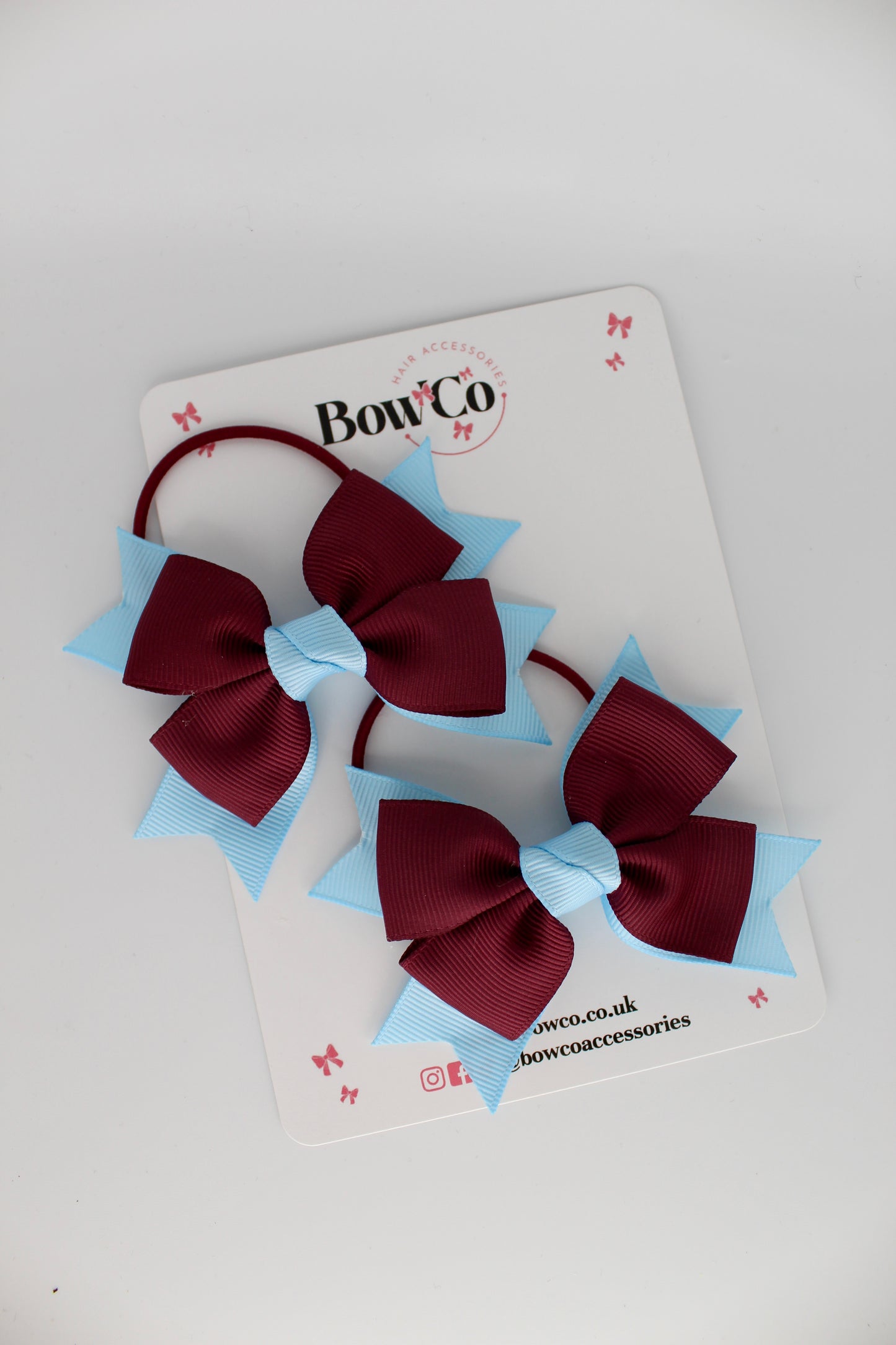 Knot Bow Set - Elastic - Burgundy and Blue Topaz