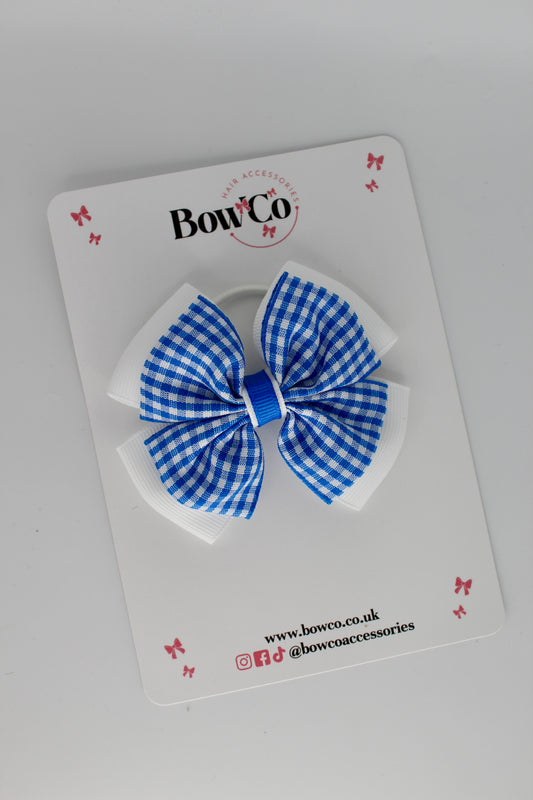 Layer Edge Bow - Royal Blue Gingham - Elastic